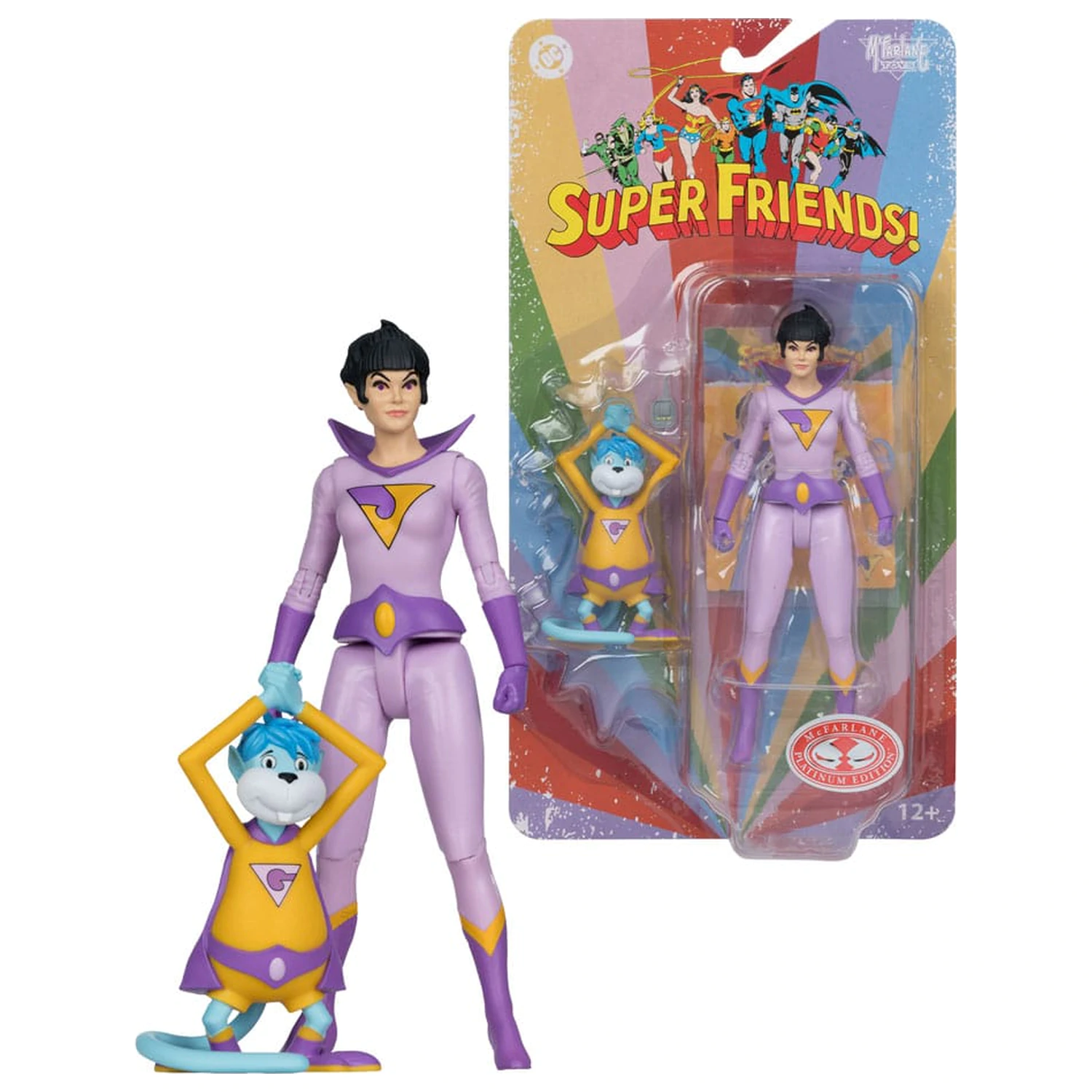 DC Retro Super Friends Figurina de actiune Jayna & Gleek (Red Platinum Edition) 15 cm poza produsului