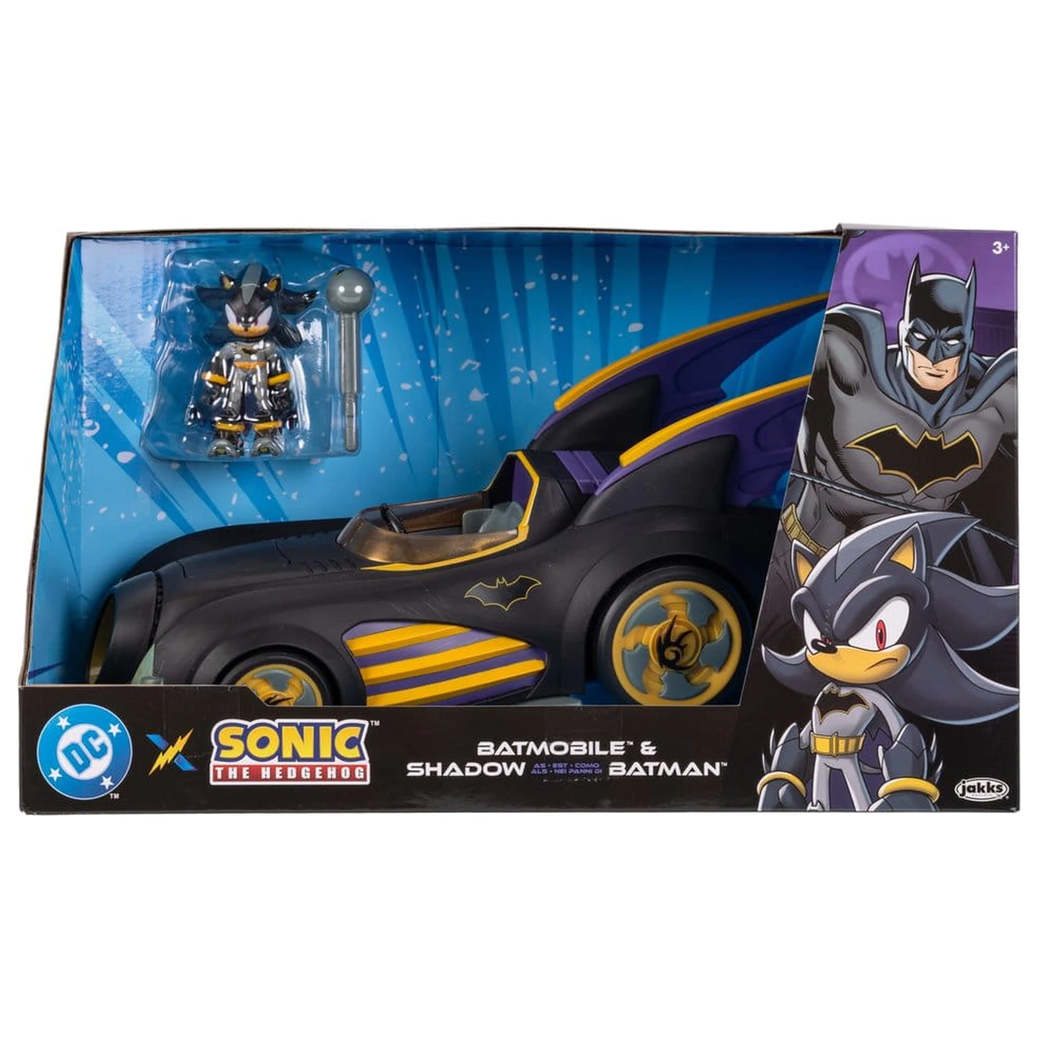 DC x Sonic - The Hedgehog Figurina de actiune cu vehicul Shadow Batman & Batmobile 6 cm poza produsului