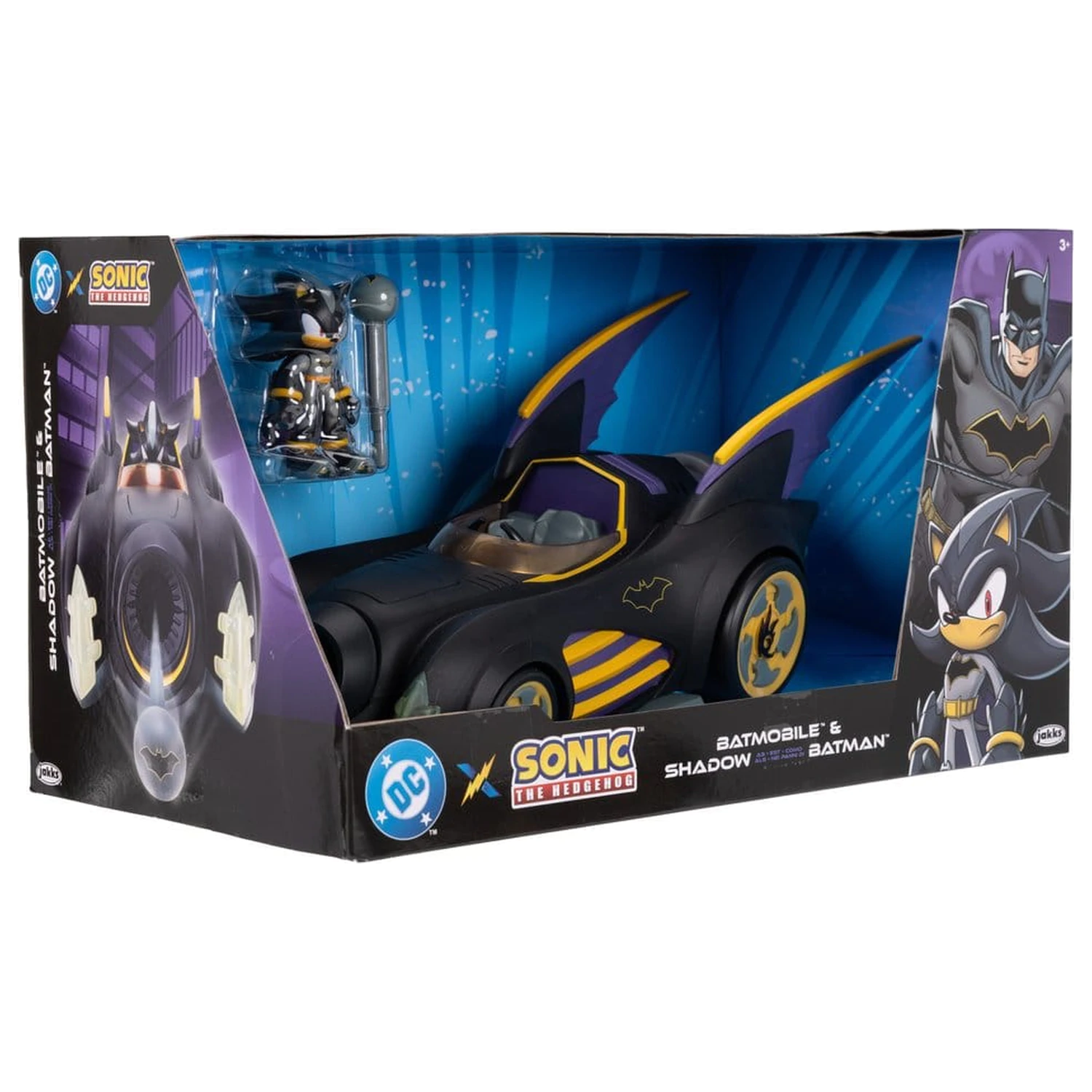 DC x Sonic - The Hedgehog Figurina de actiune cu vehicul Shadow Batman & Batmobile 6 cm poza produsului