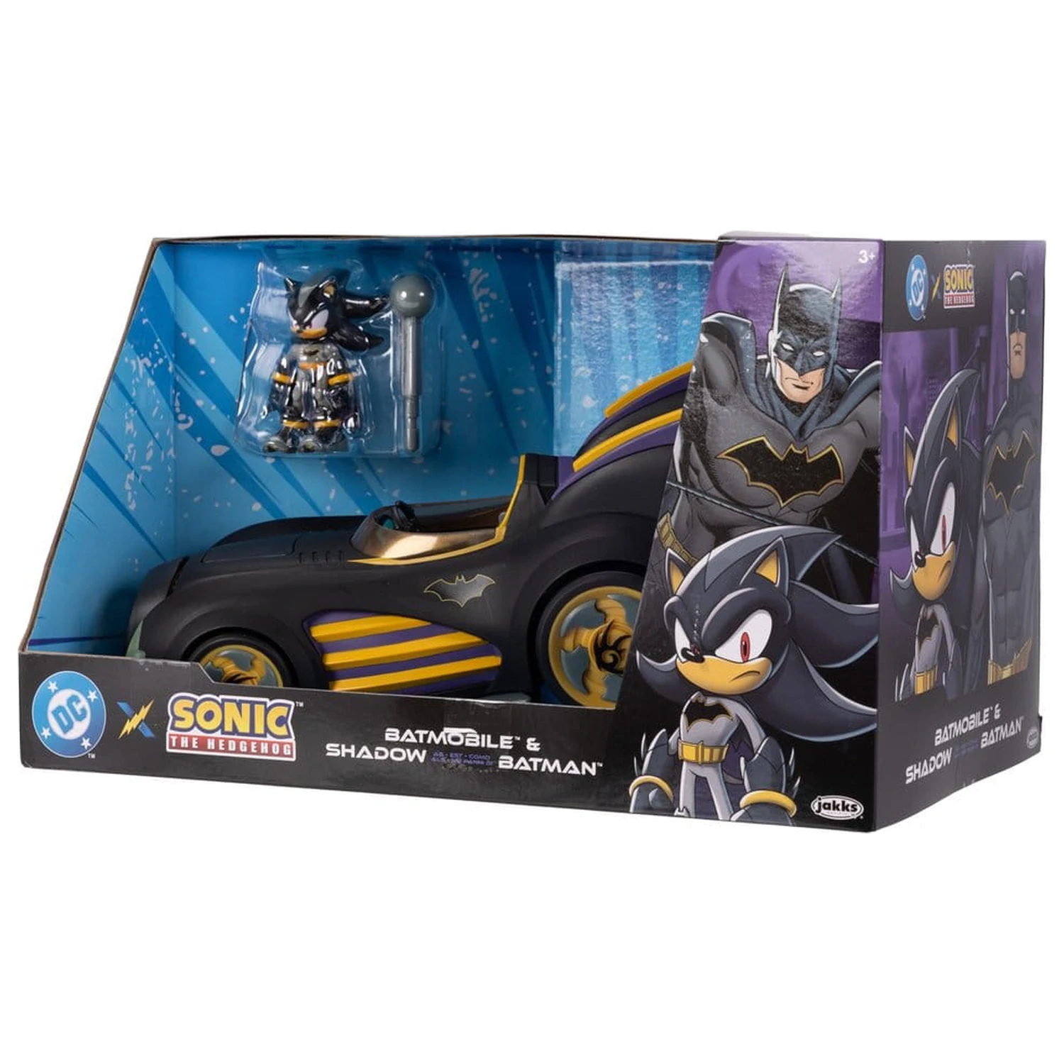 DC x Sonic - The Hedgehog Figurina de actiune cu vehicul Shadow Batman & Batmobile 6 cm poza produsului