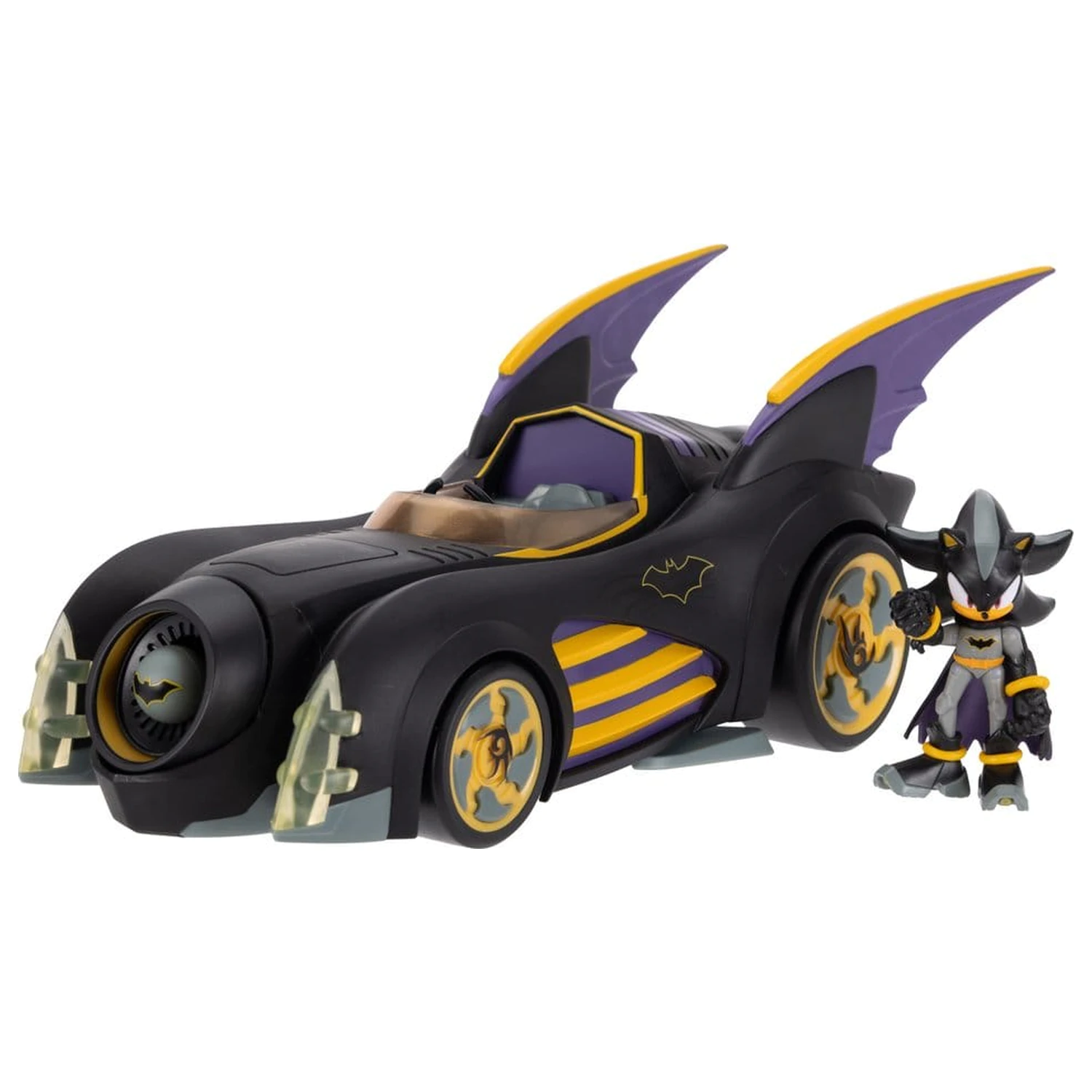 DC x Sonic - The Hedgehog Figurina de actiune cu vehicul Shadow Batman & Batmobile 6 cm poza produsului