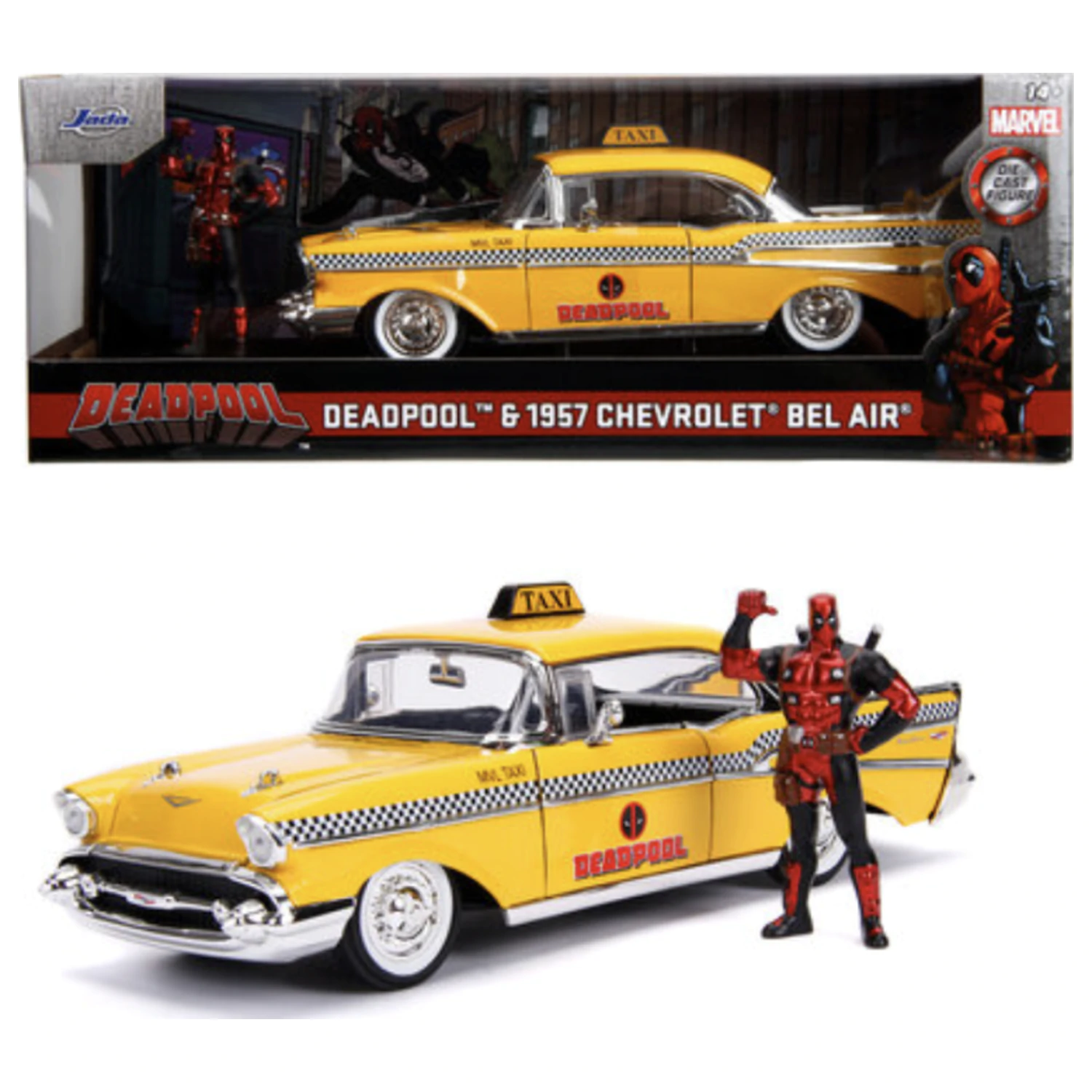 Deadpool 1957 Chevy Bel Air 1 + figurina Deadpool 1:24 poza produsului