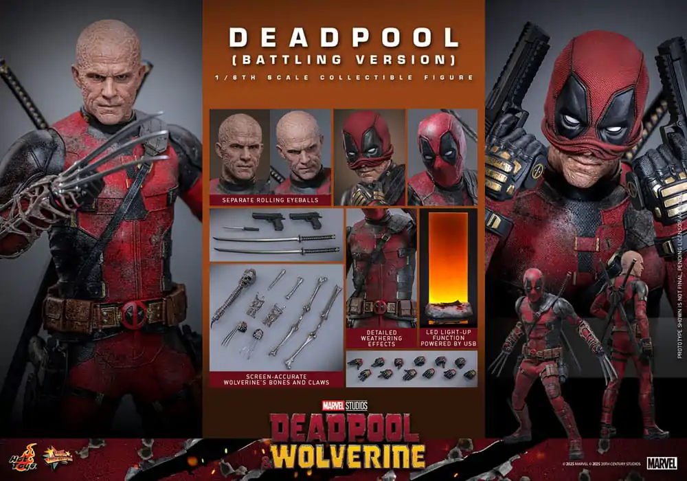 Deadpool & Wolverine Movie Masterpiece Figurina de acțiune 1/6 Deadpool (Battling Version) 31 cm poza produsului
