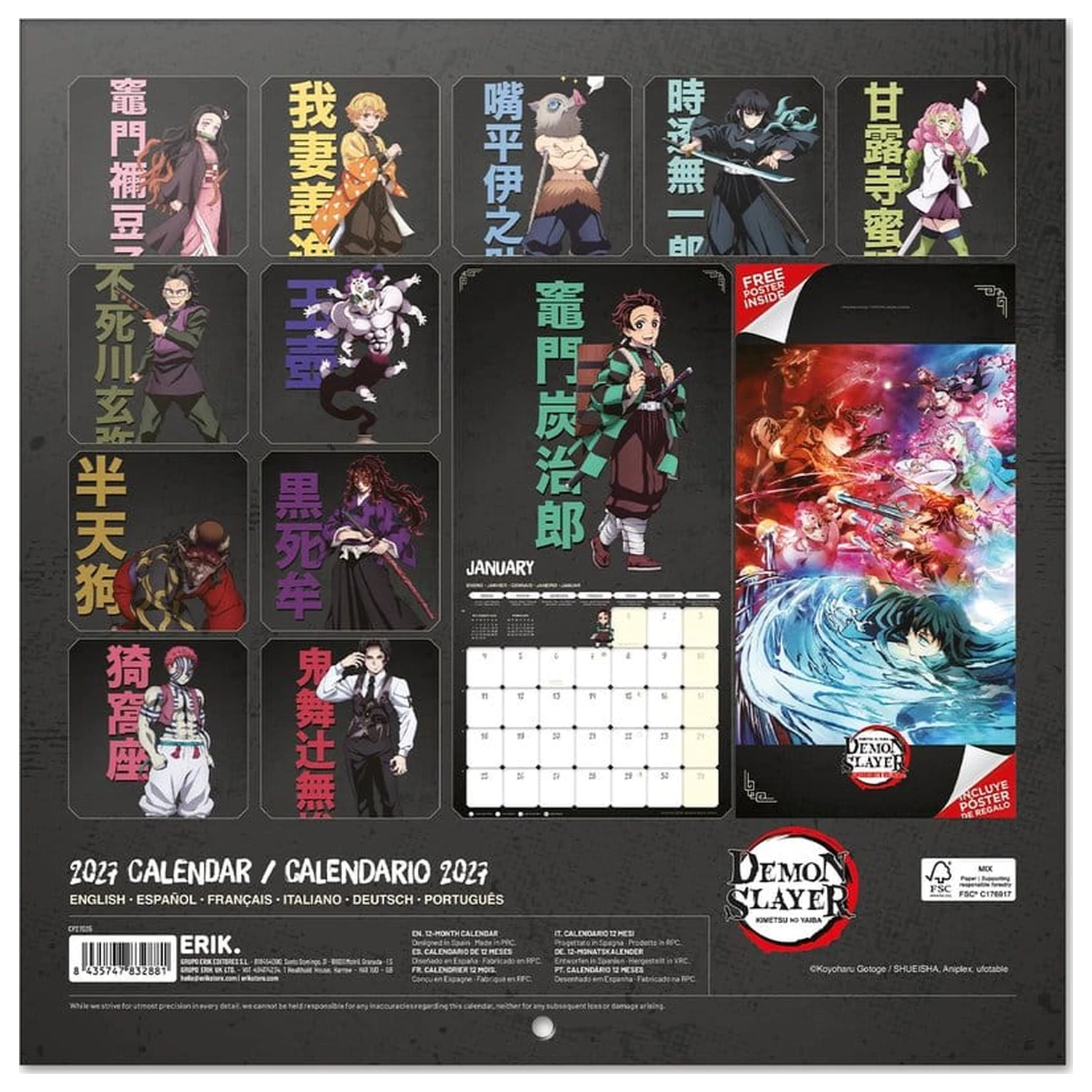 Demon Slayer 2027 Calendar de perete 30 x 30 cm poza produsului