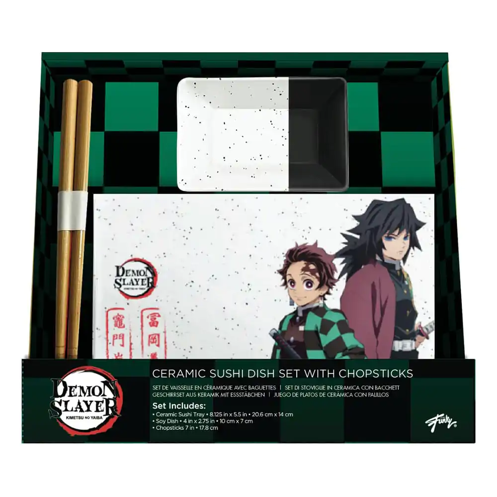 Set de sushi ceramic Demon Slayer cu bețișoare Tanjiro & Giyu poza produsului