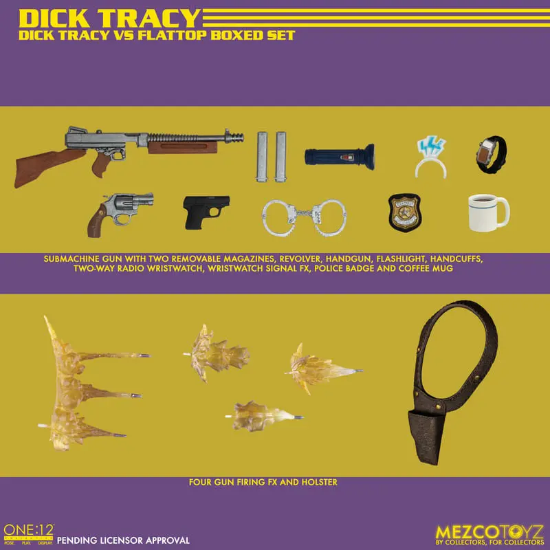 Dick Tracy Action Figures 1/12 Dick Tracy vs Flattop Set Cutie 17 cm poza produsului