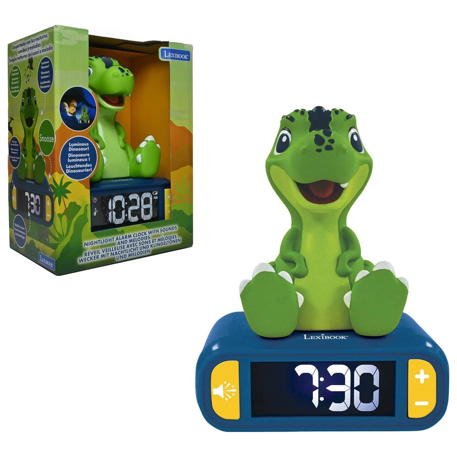 Ceas desteptator digital cu lumina de noapte 3D Dinozaur poza produsului