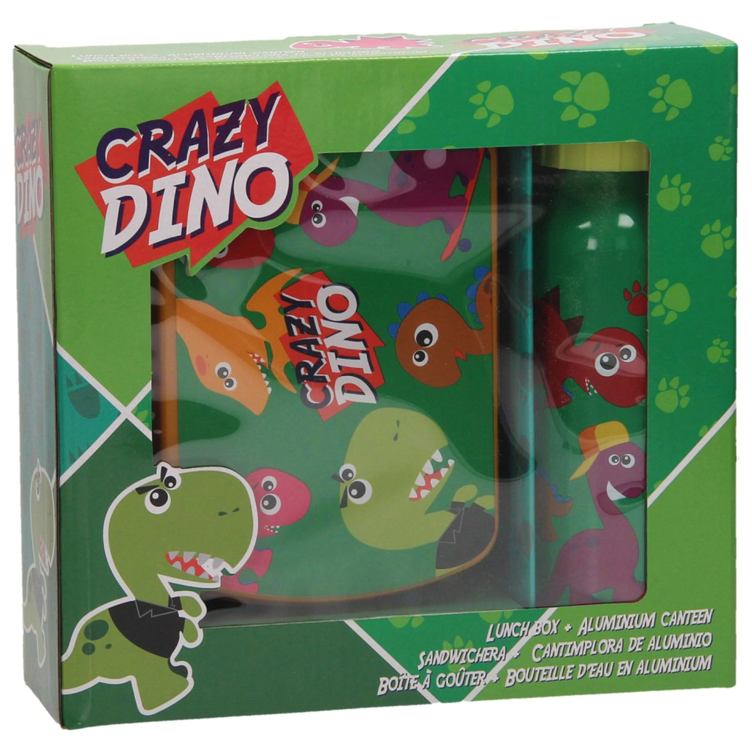 Dinosaur Crazy Cutie Sandwich + sticla de apa din aluminiu set poza produsului