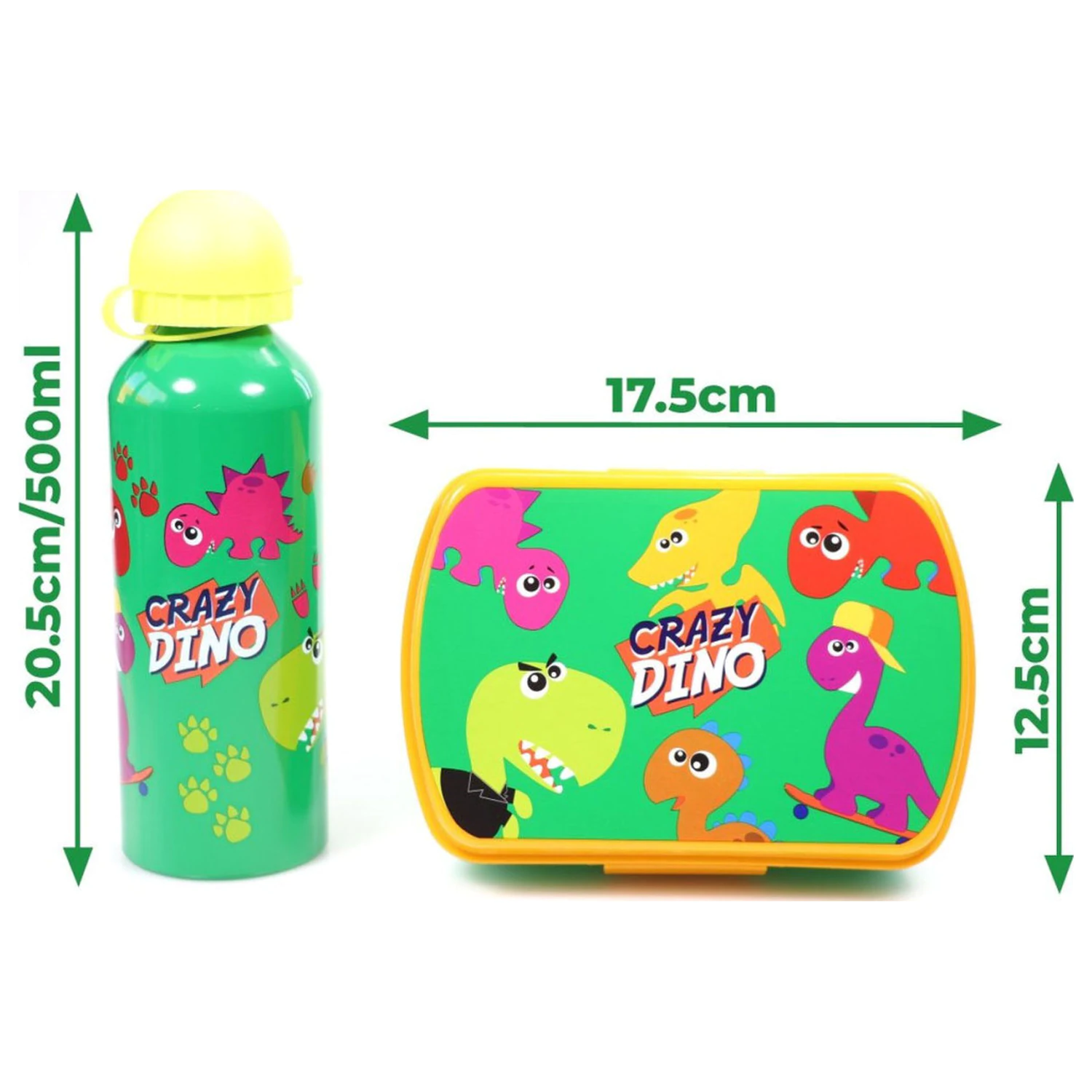 Dinosaur Crazy Cutie Sandwich + sticla de apa din aluminiu set poza produsului