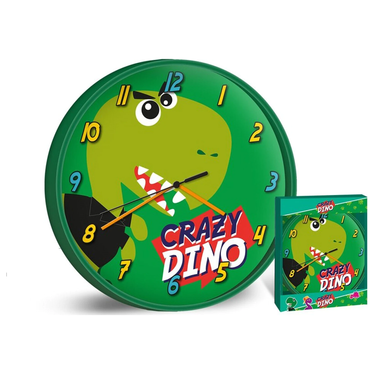 Ceas de perete Dinosaur Green 25 cm poza produsului