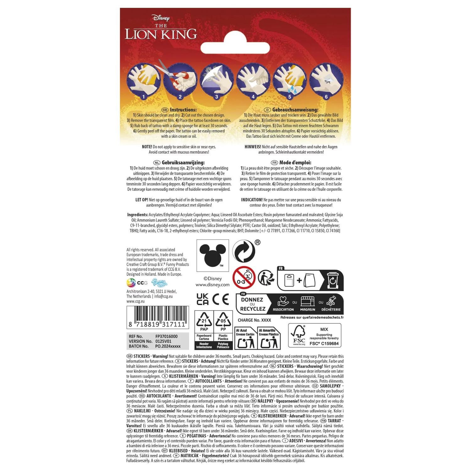 Disney The Lion King Fun tatuaj set 12 piese poza produsului