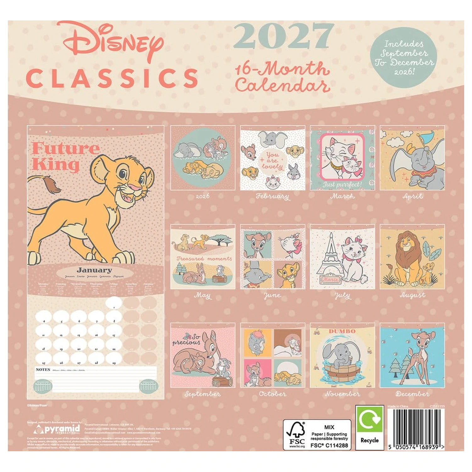 Disney Classics Calendar Treasured Memories 2027 30 x 30 cm poza produsului