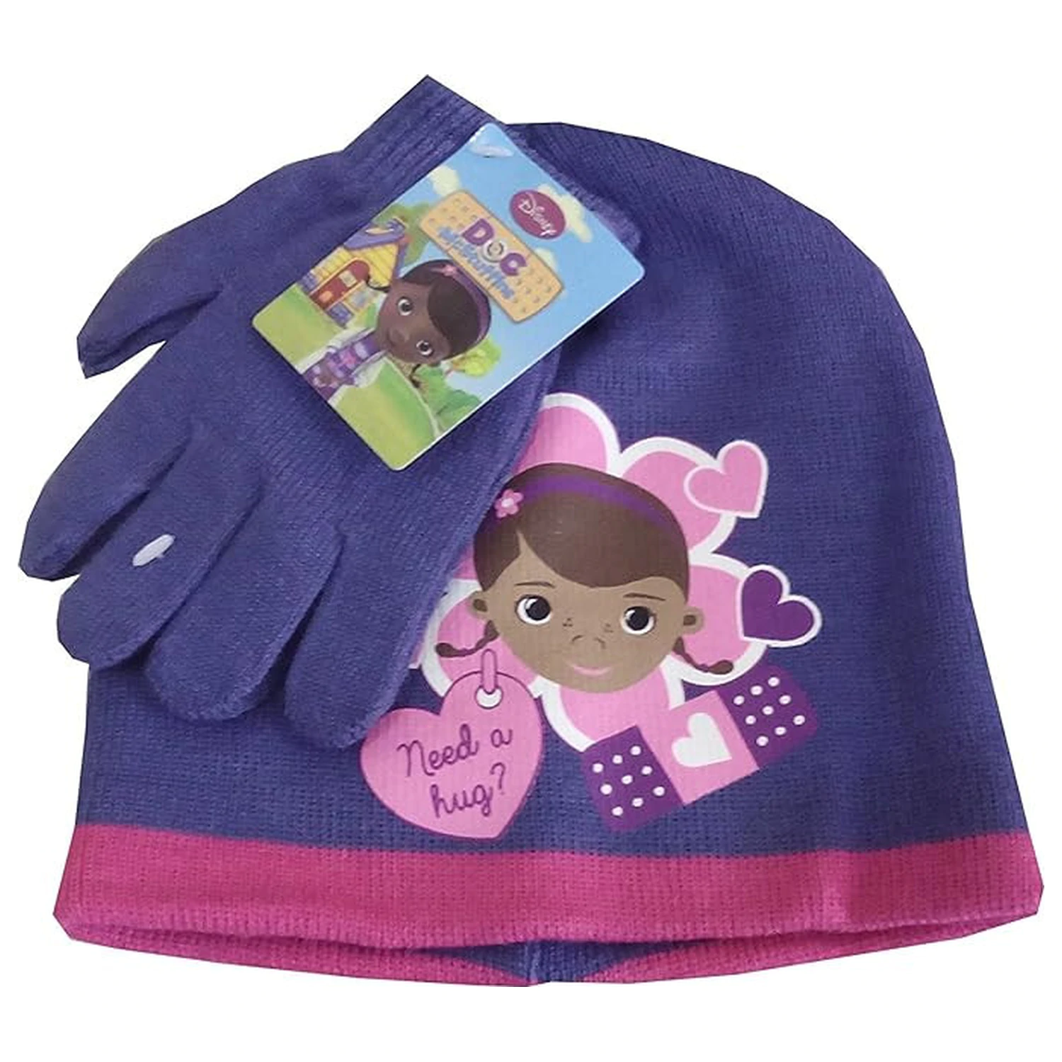 Disney Doc McStuffins Hug Purple set pălărie și mănuși copii 54 cm poza produsului
