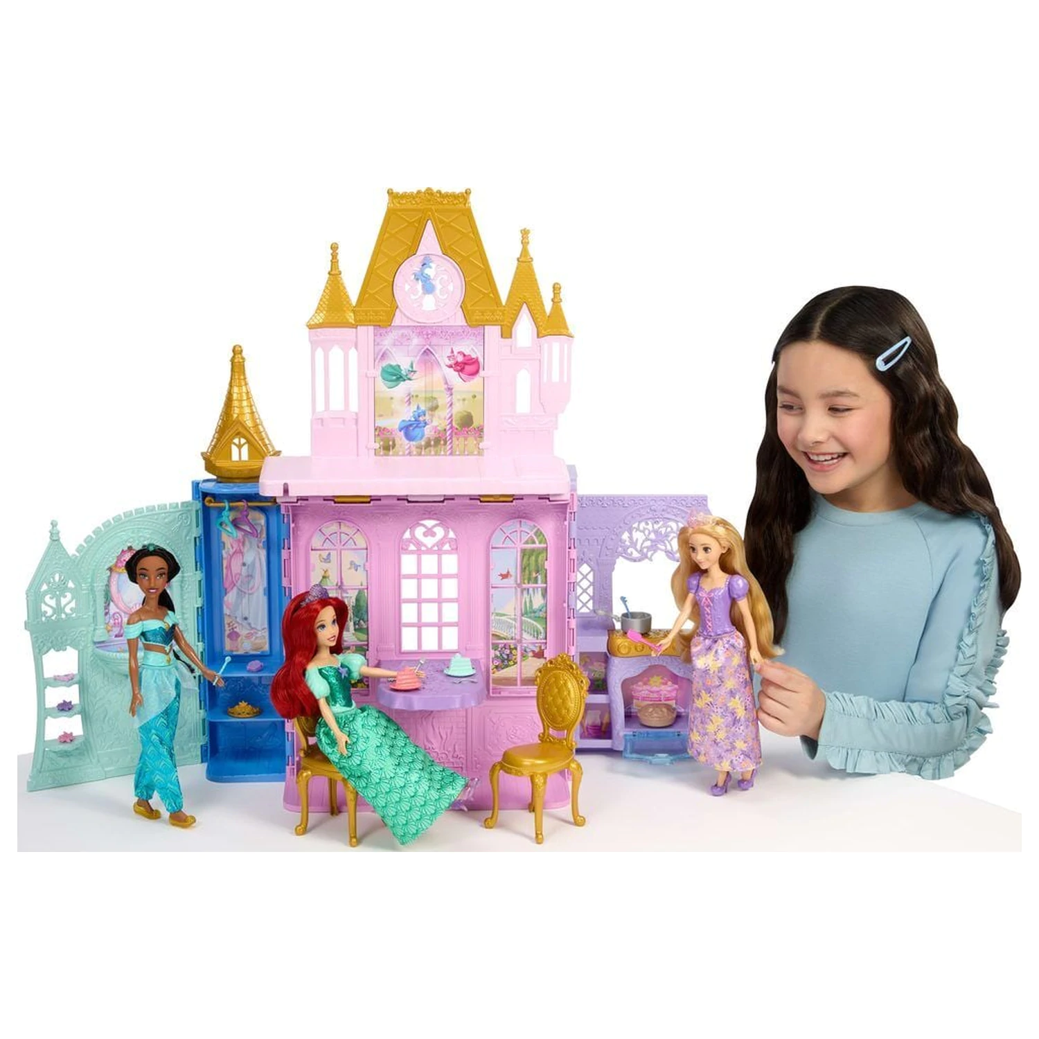 Disney Princess Rapunzel Doll și set de joacă Close & Carry Castle poza produsului