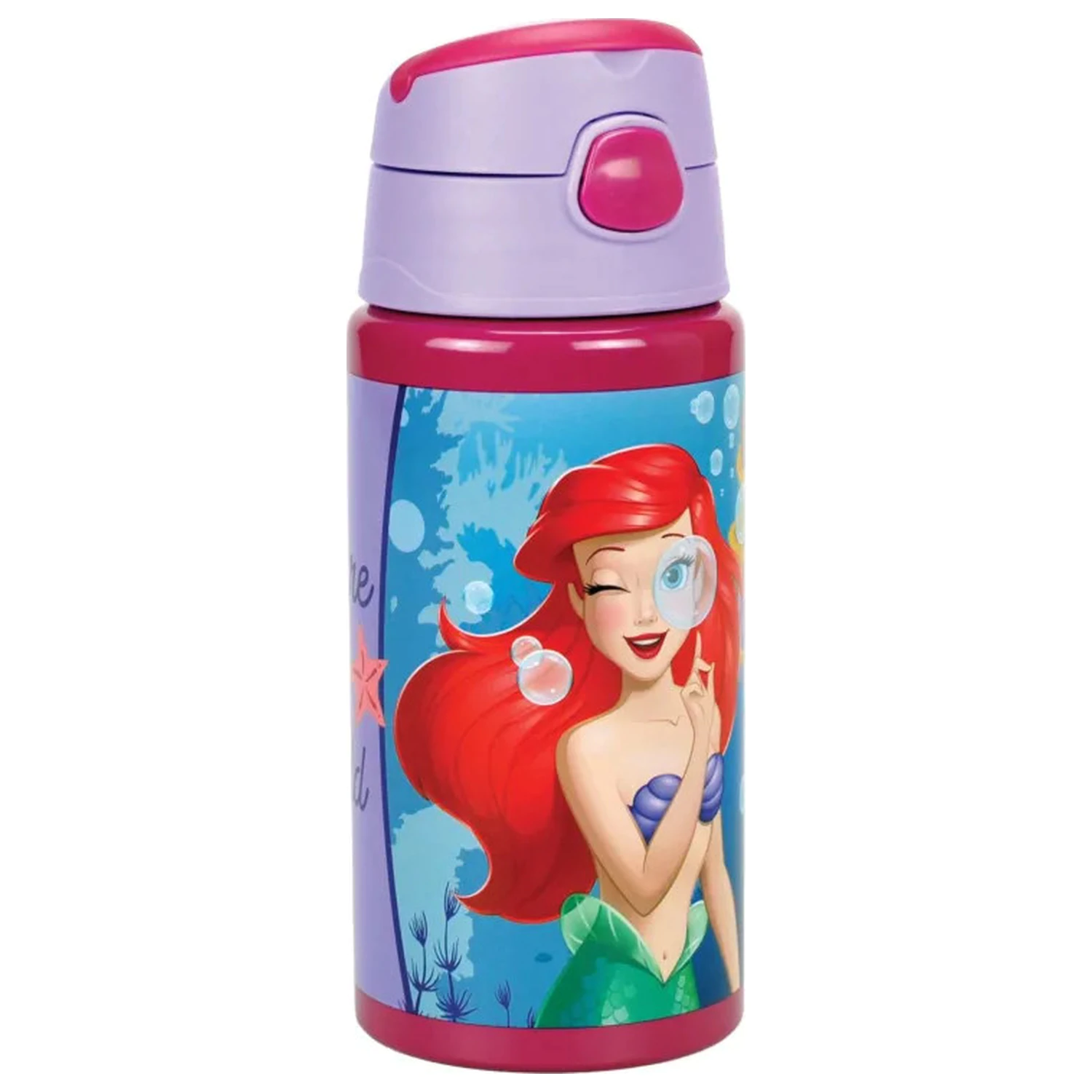 Disney Princess Ariel Fairytale Sticla de apa din aluminiu cu pai si carlig 500 ml poza produsului