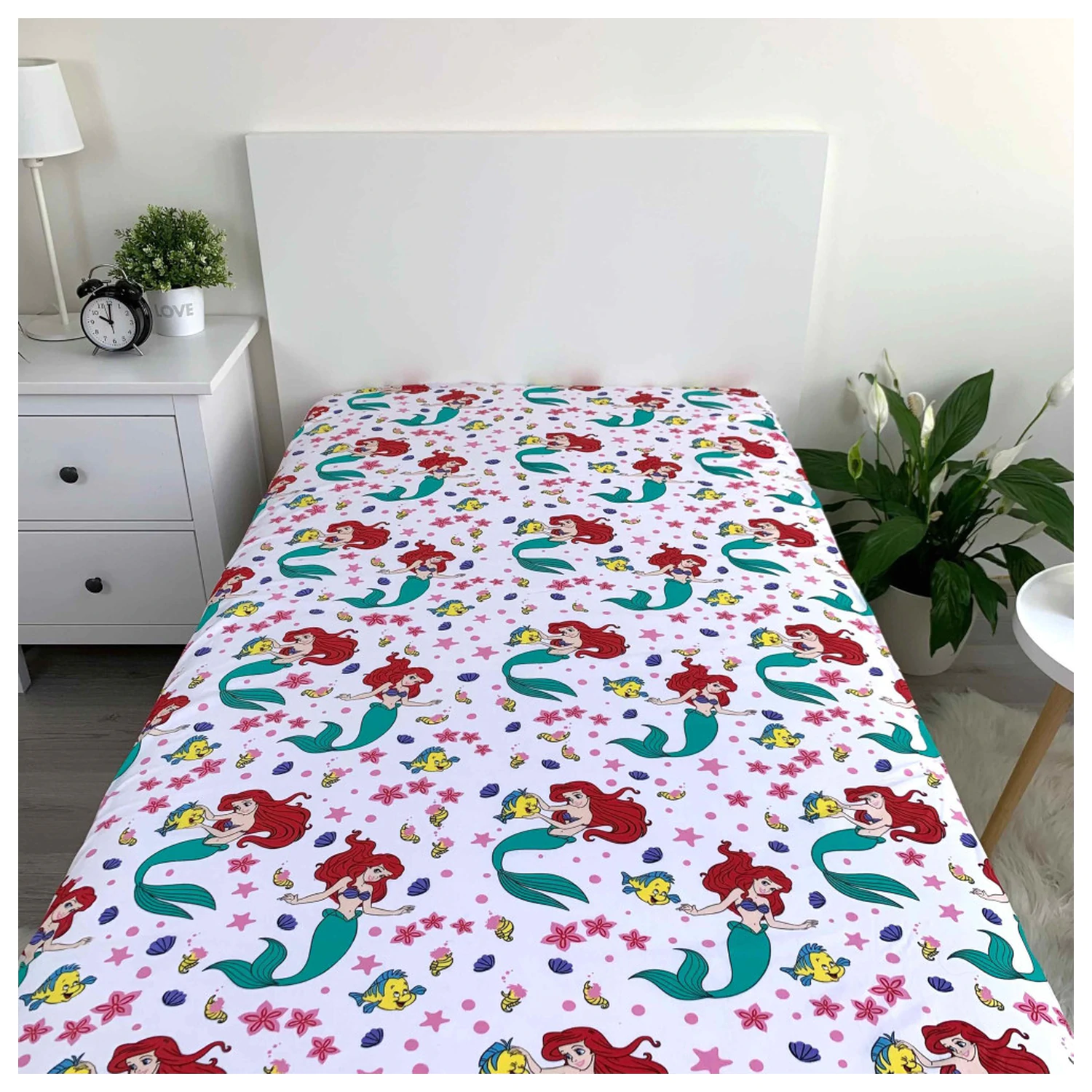 Disney Princess Ariel cearșaf de pat cu elastic 90x200 cm poza produsului