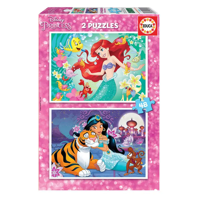 Disney Princess Ariel + Jasmine puzzle 2x48 piese poza produsului