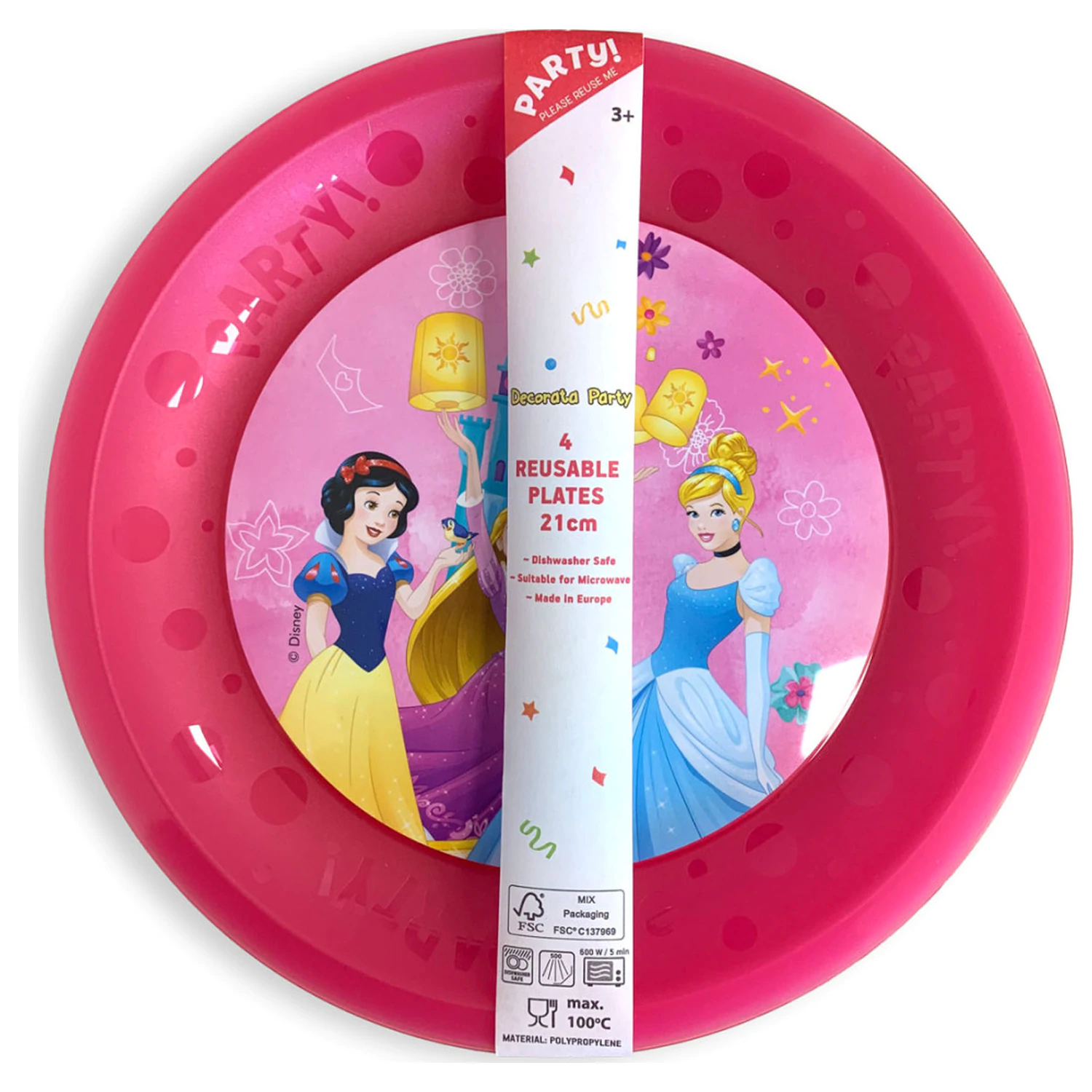 Disney Princess Live Your Story micro premium plastic flat plate set 4 piese 21 cm poza produsului