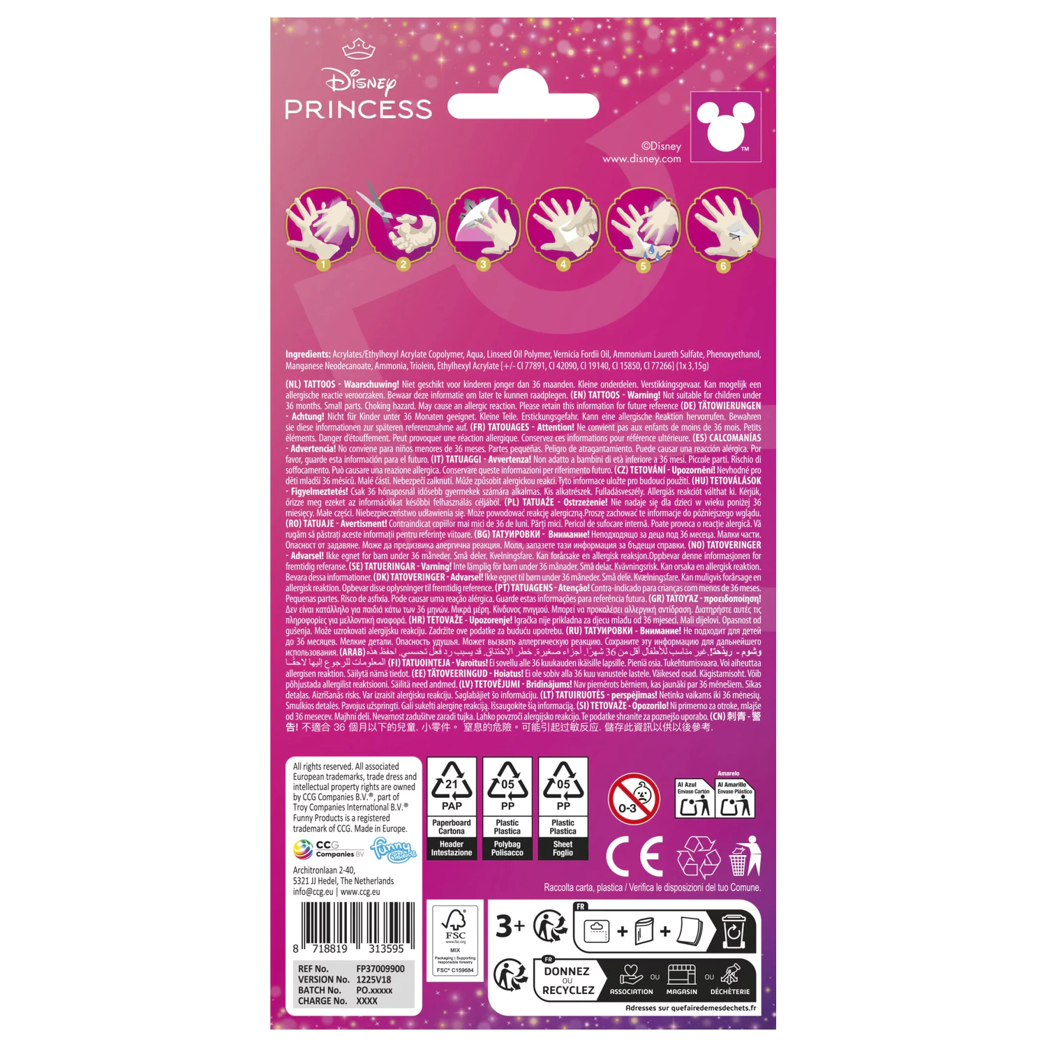 Disney Princesses Magic Tattoos 12-piese poza produsului