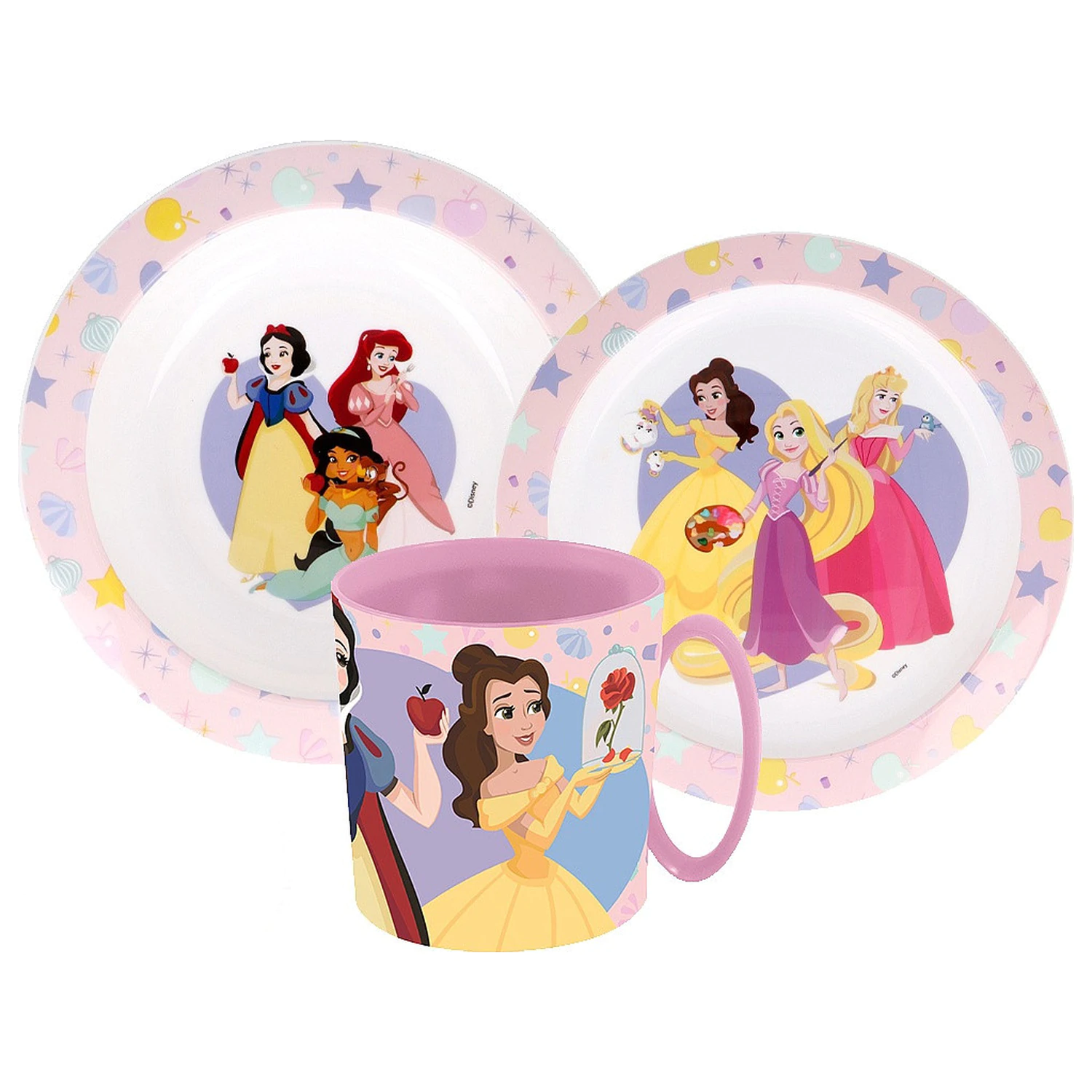 Disney Princess True Dinnerware Set, Micro Plastic Set cu cană 350 ml poza produsului