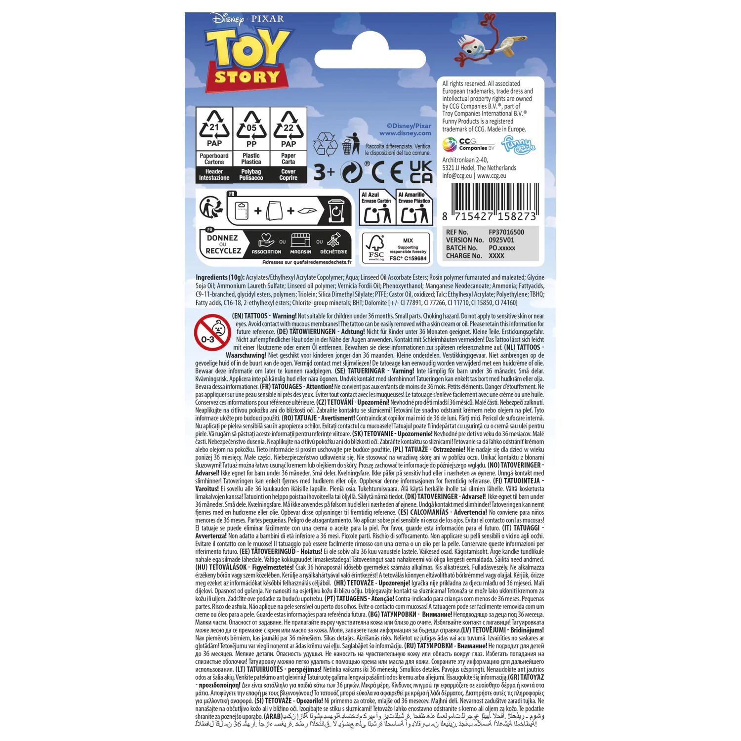 Disney Toy Story Adventure Tattoo 12 bucăți poza produsului
