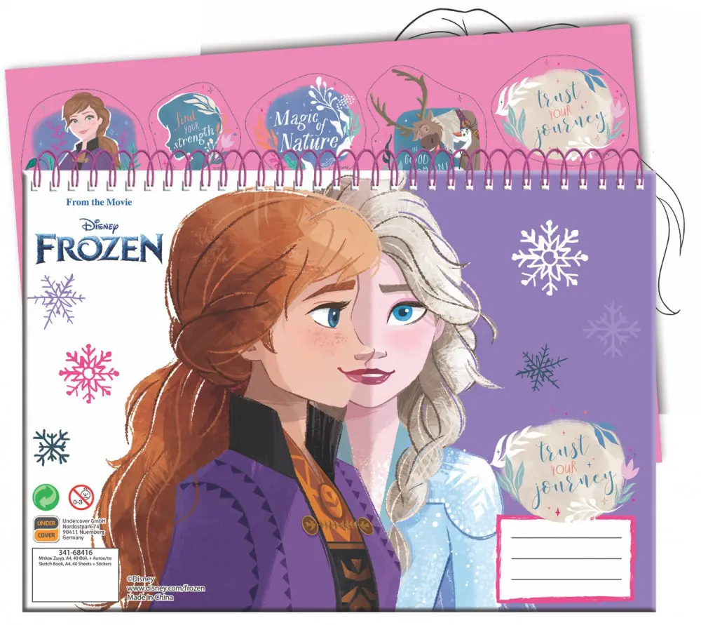 Disney Frozen A4 Bloc de desen spiralat 40 de foi cu autocolante poza produsului