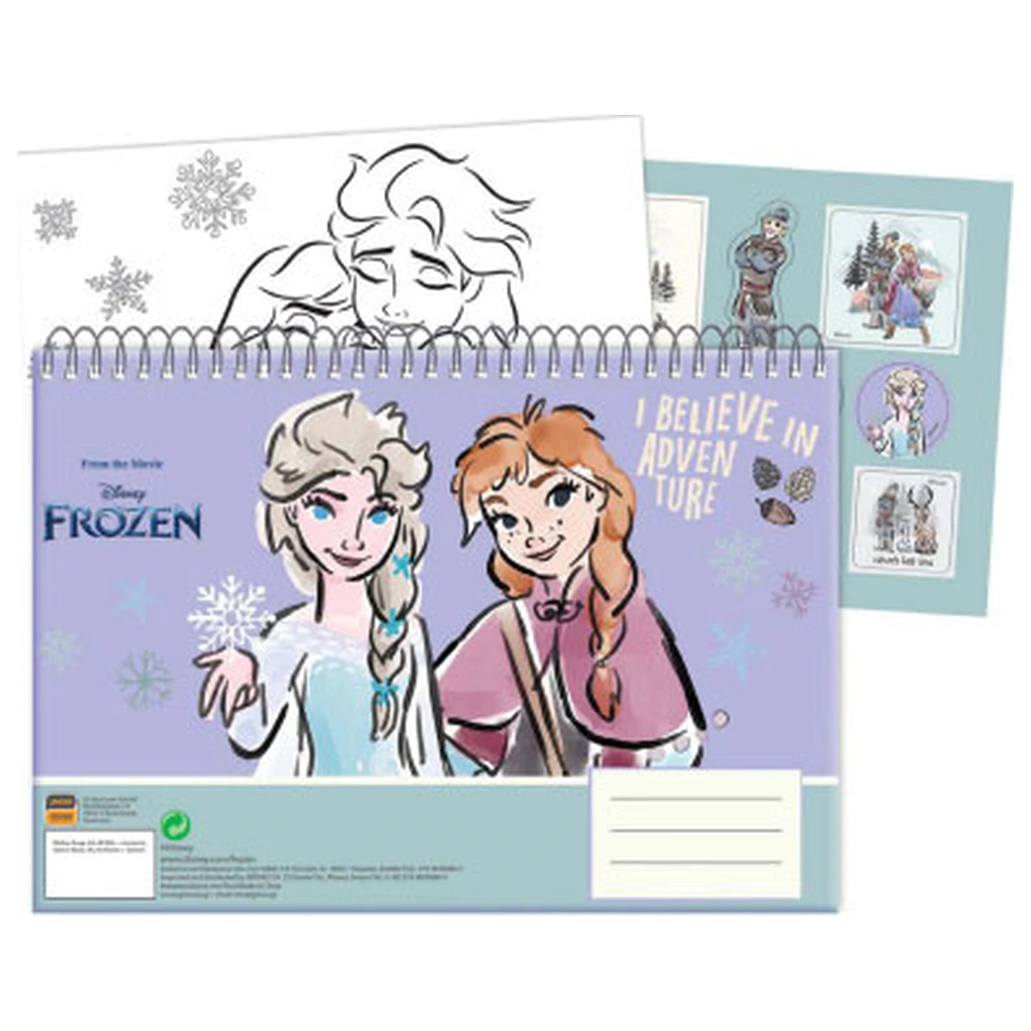 Disney Frozen Adventure A/4 Bloc de desen spiralat 40 de foi cu autocolante poza produsului