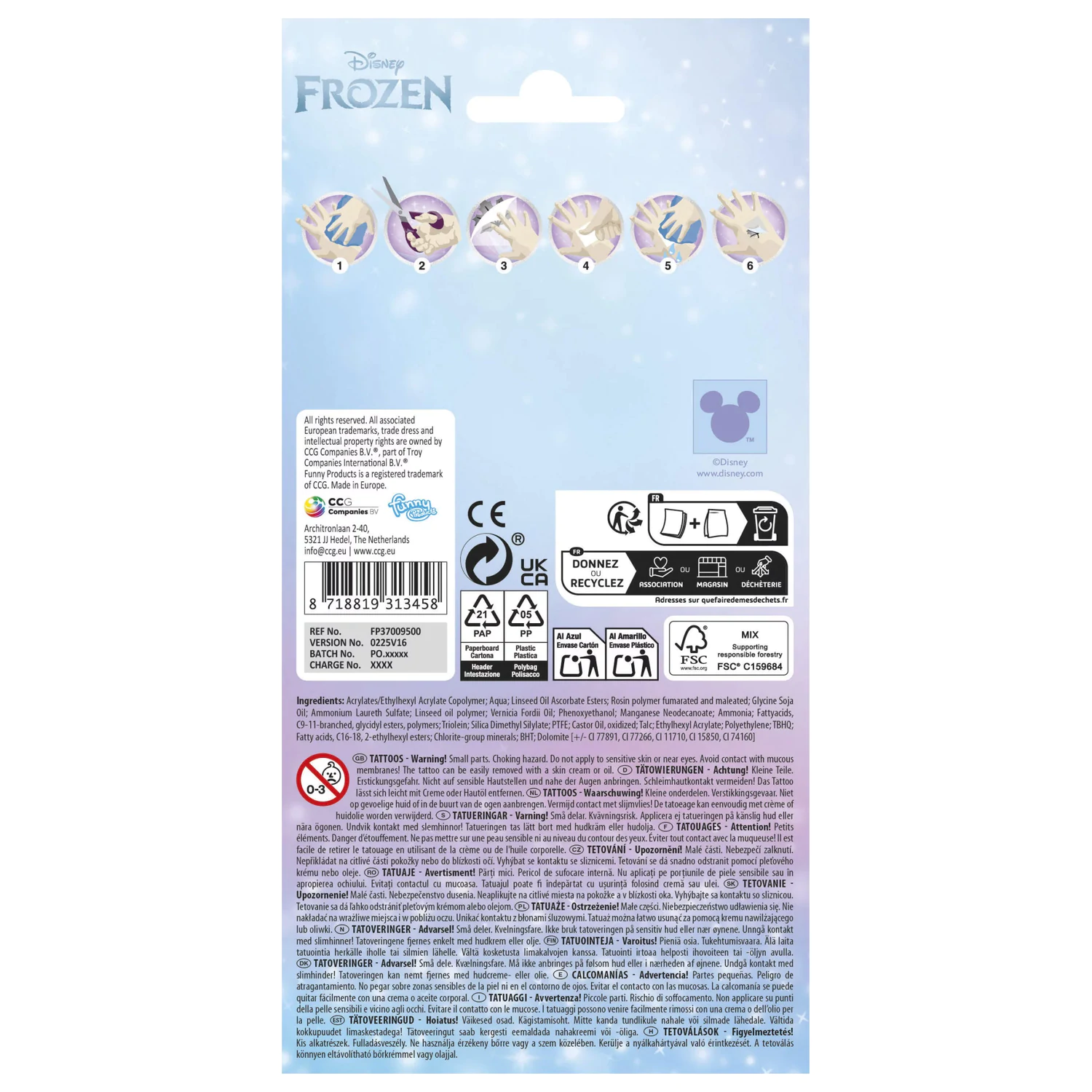 Disney Frozen Adventure Tatuaj 12 piese poza produsului