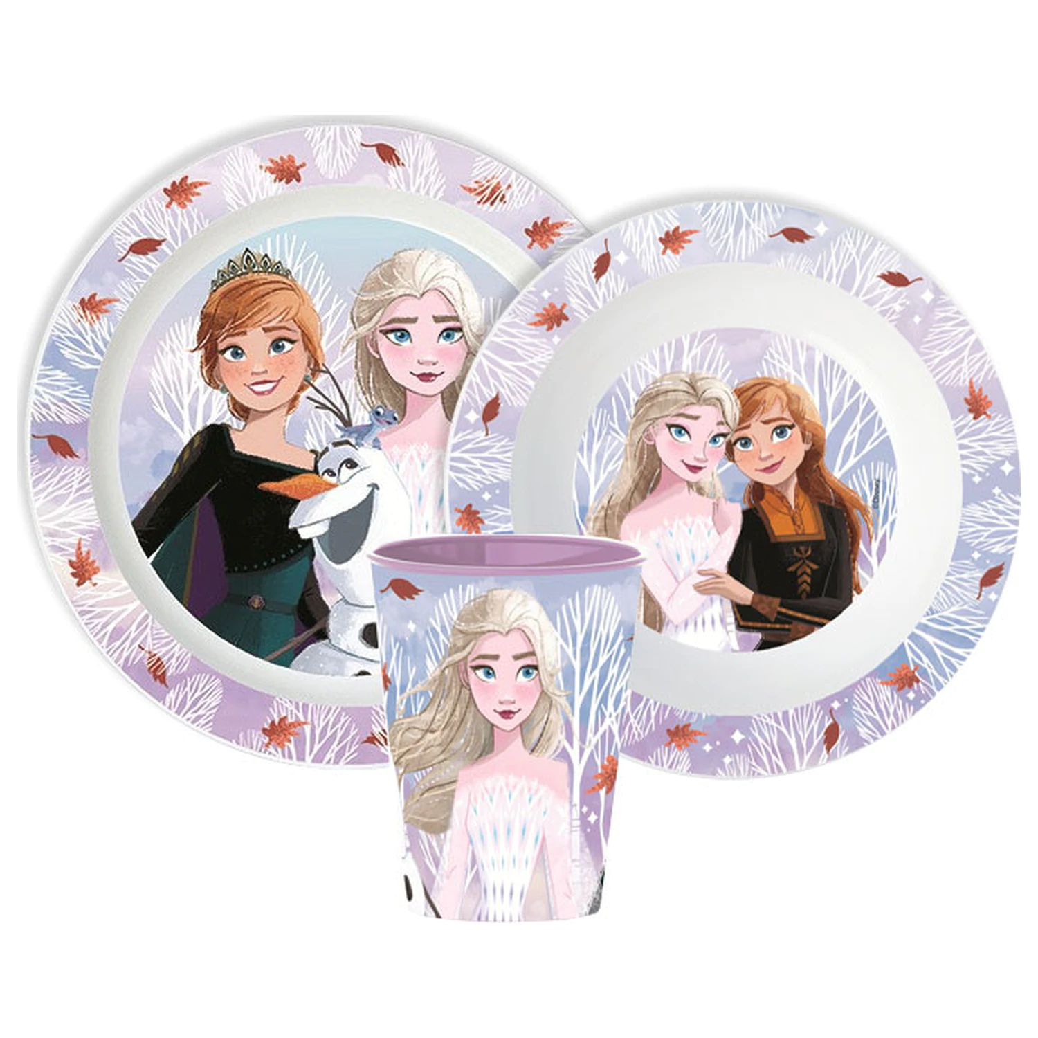 Set vesela Disney Frozen Autumn Leaves, Set Micro Plastic, cu Sticla poza produsului