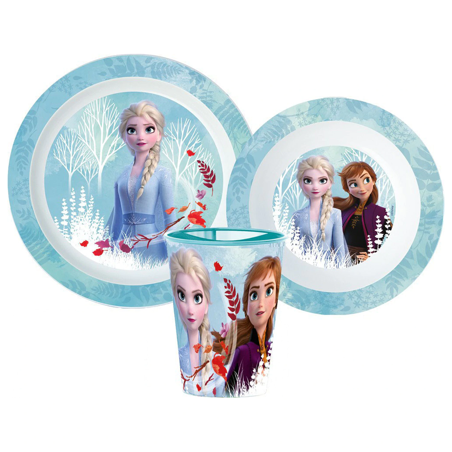 Disney Frozen Blue Forest Set de cina, Set Micro Plastic, cu Pahar 260 ml poza produsului