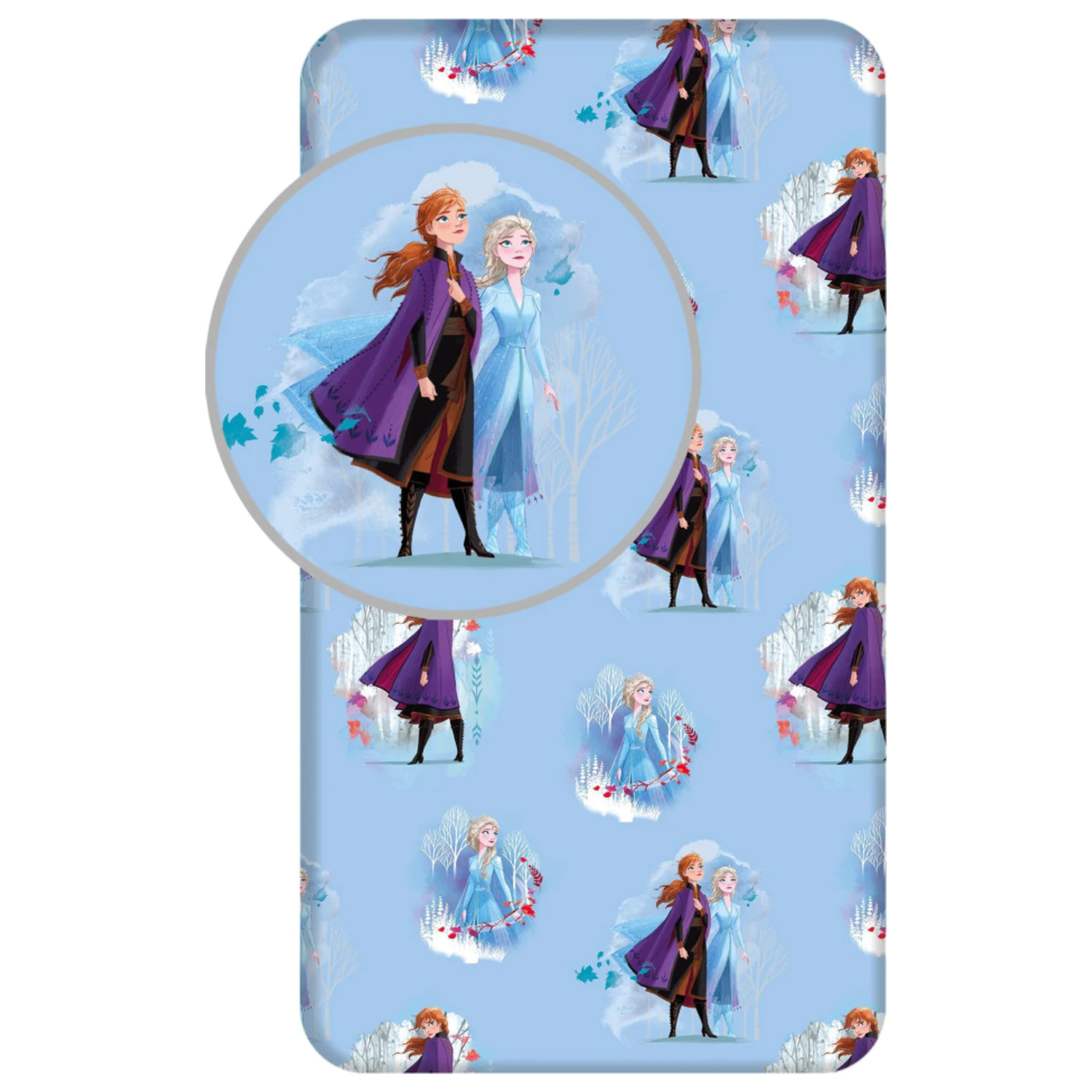 Disney Frozen Blue Leaves Cearsaf de pat cu elastic 90*200 cm poza produsului