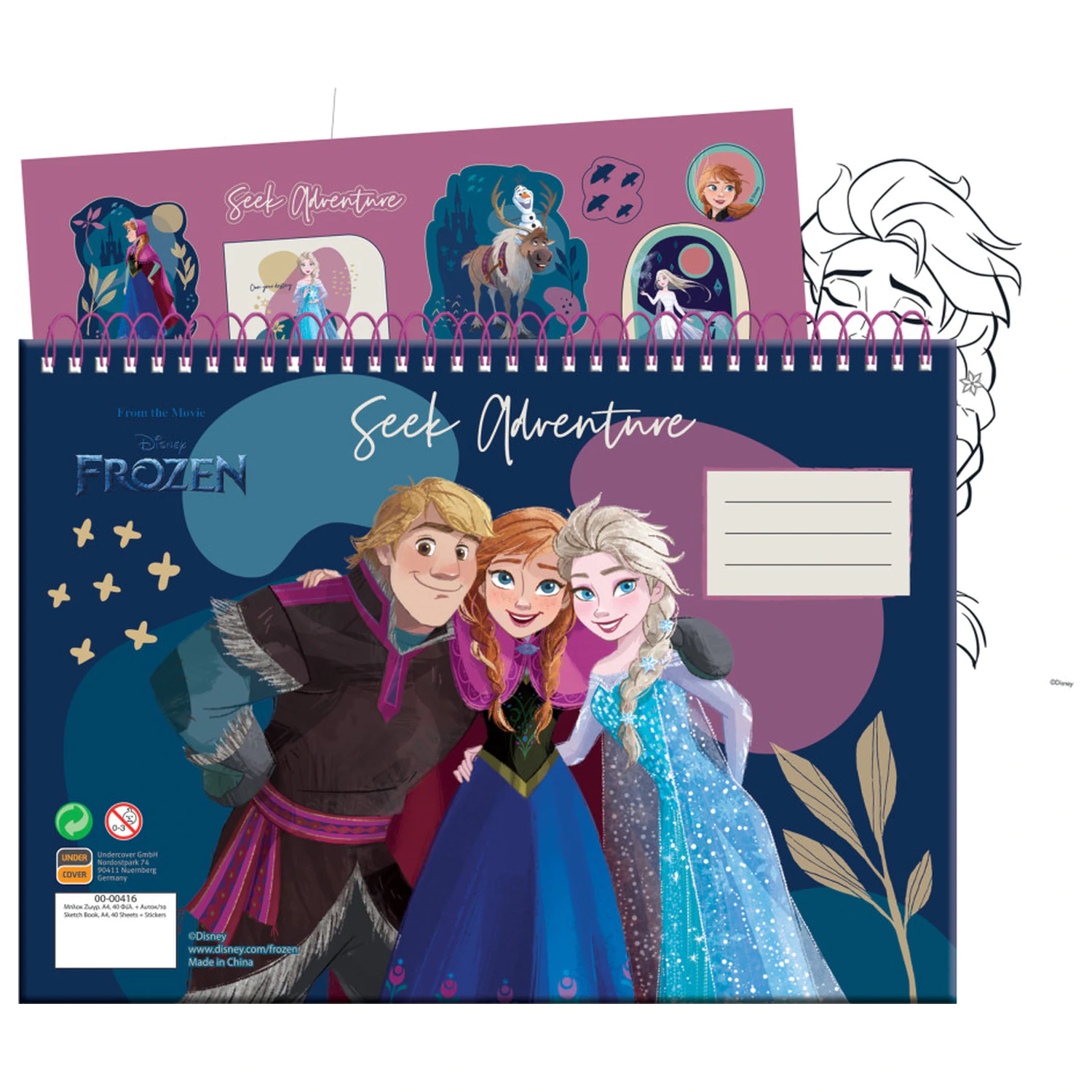 Disney Frozen Explore Carnet de schite A4 Spiral cu 40 de foi si Autocolante poza produsului