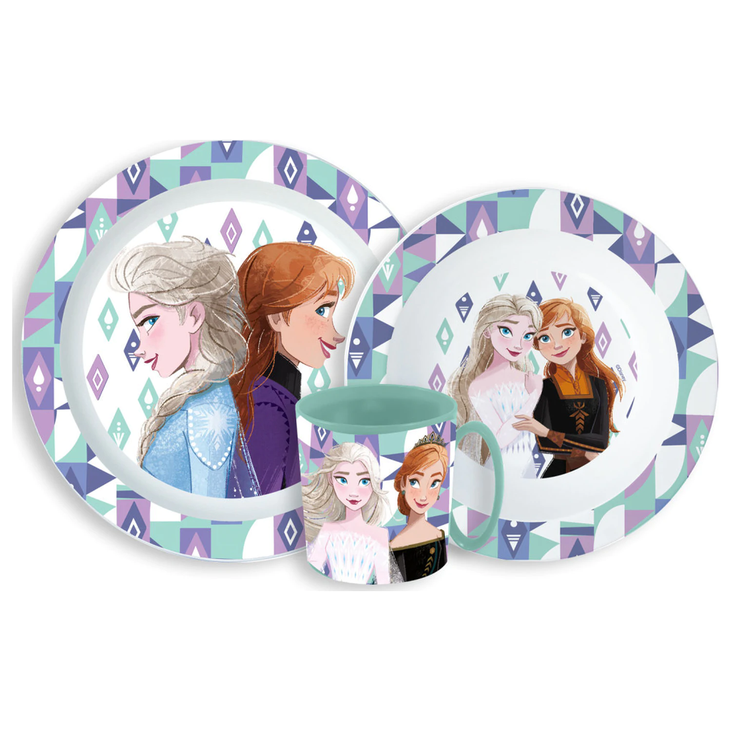 Disney Frozen Ice Magic Set vesela, Micro Plastic Set cu cana de 350 ml poza produsului