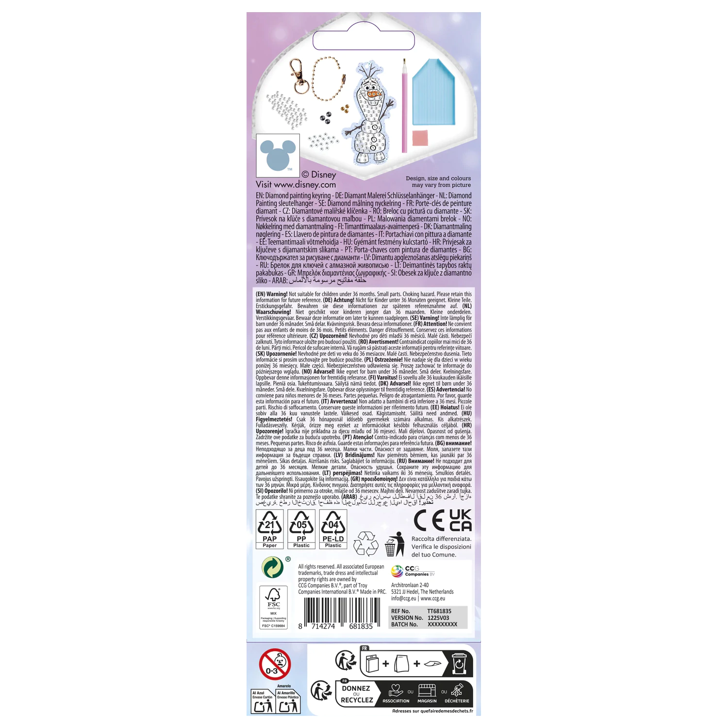 Disney Frozen Olaf Diamond Painting Breloc Kit poza produsului