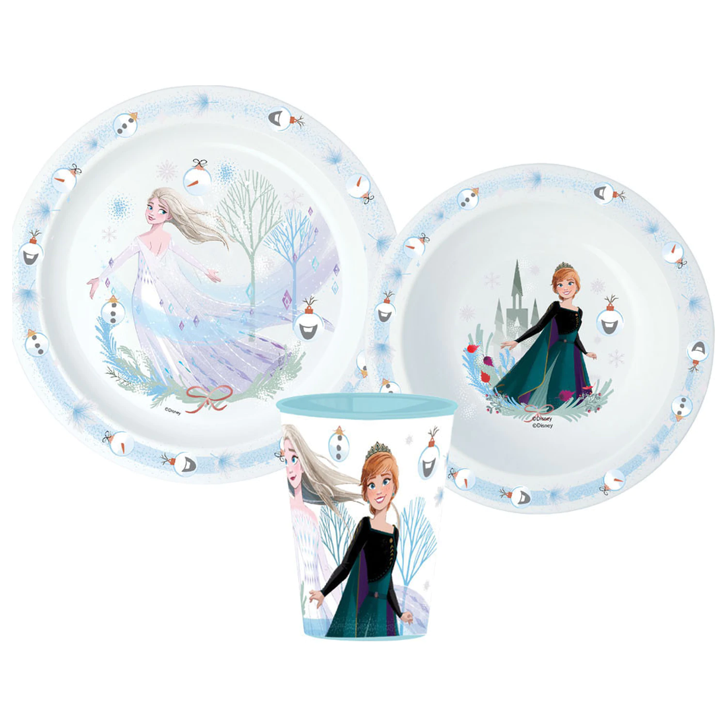 Disney Frozen Royally Cool Set de vesela pentru cina de Craciun, set micro plastic, cu o cana de 260 ml poza produsului
