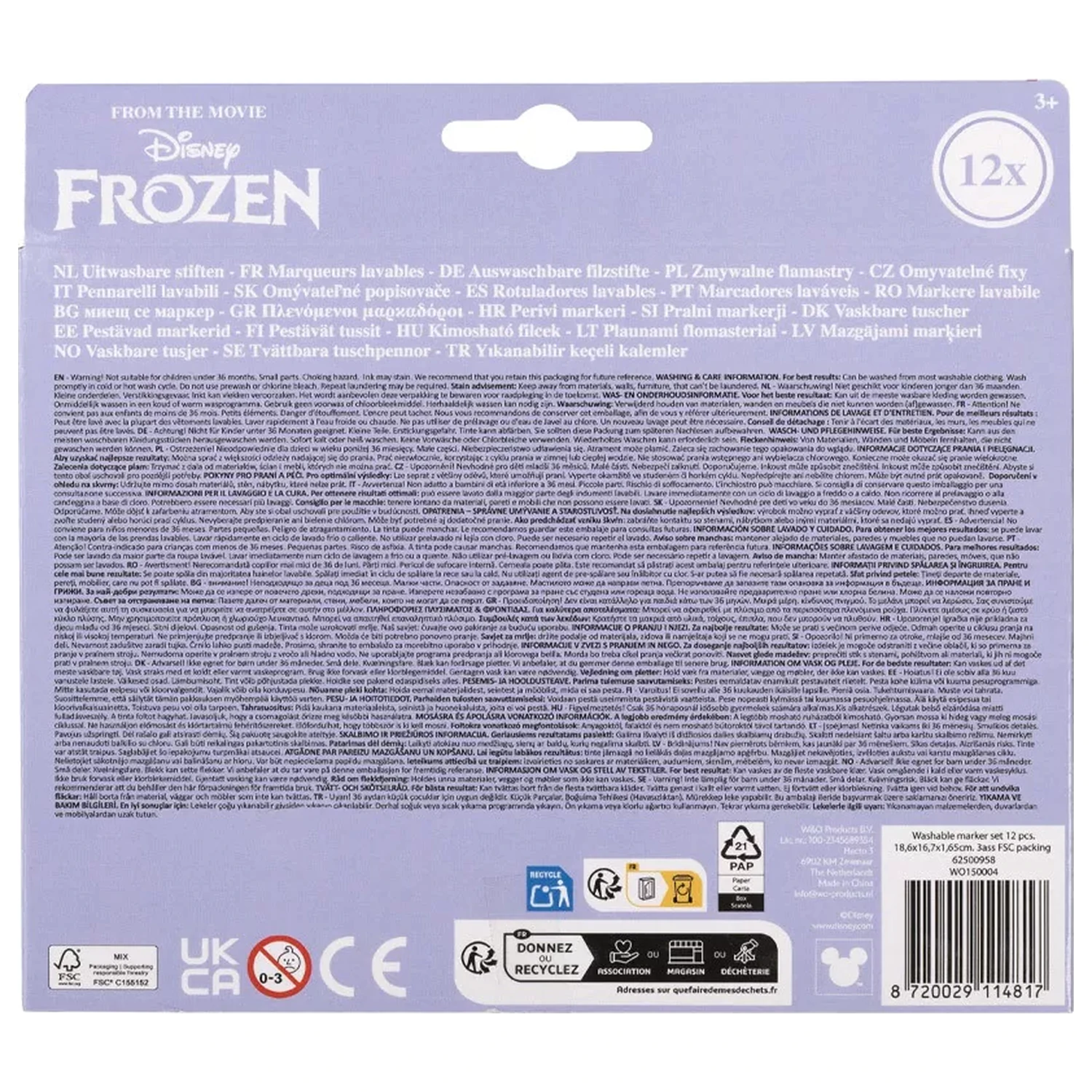 Disney Frozen Snowflakes Markere textile lavabile 12 buc poza produsului