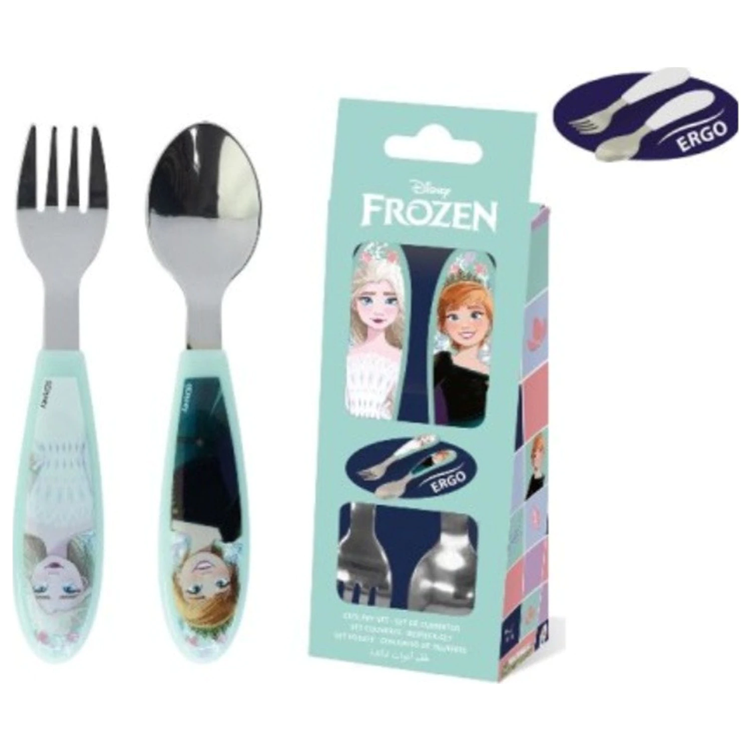 Disney Frozen Snowy Tale Metal Ergo Tacâmuri Set - 2 Piese poza produsului