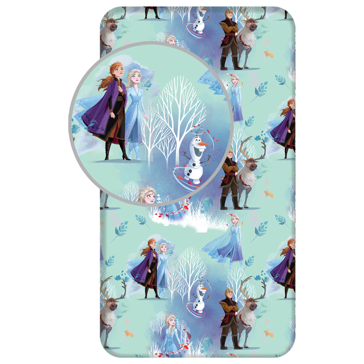 Disney Frozen White Trees Cearsaf de pat cu elastic 90x200 cm poza produsului