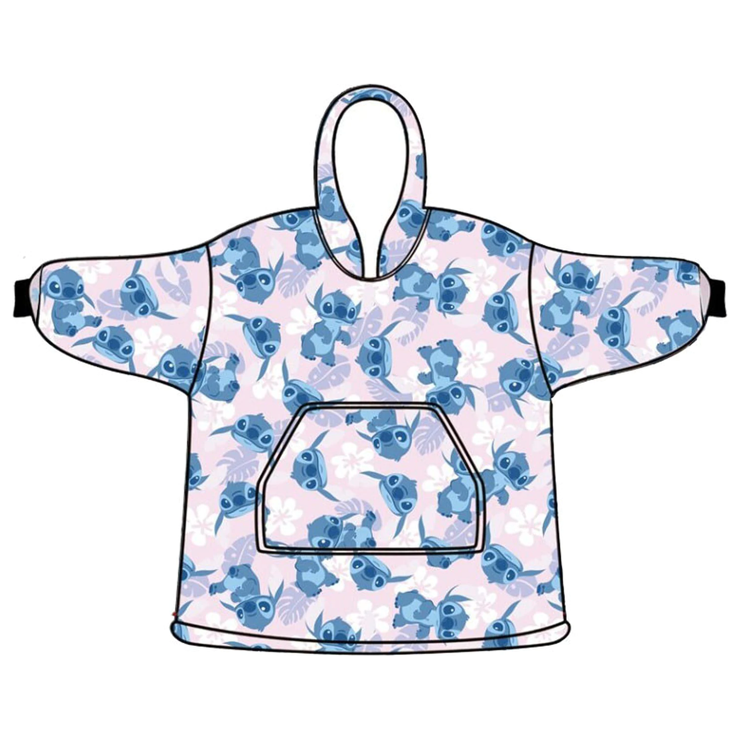 Disney Stitch Light Rose pulover patura fleece de plus, poncho 7-14 ani poza produsului