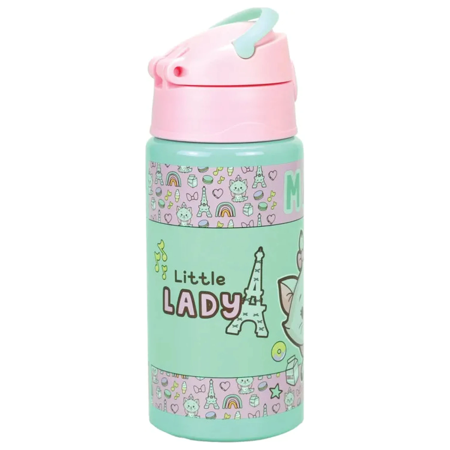 Disney Marie Little Lady sticla de apa din aluminiu cu pai si agatatoare 500 ml poza produsului