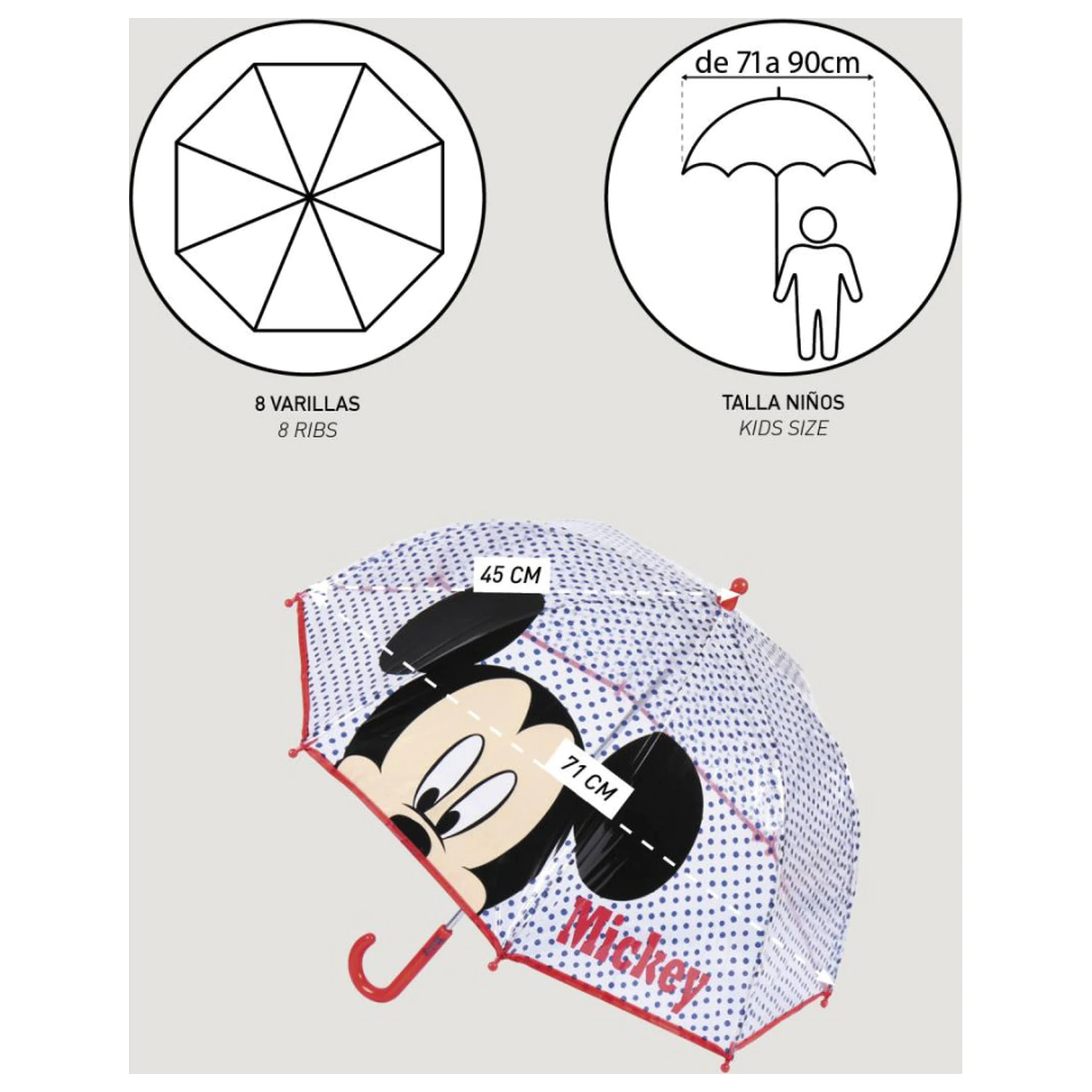 Disney Mickey Blue Dots Copii Umbrela transparenta poza produsului