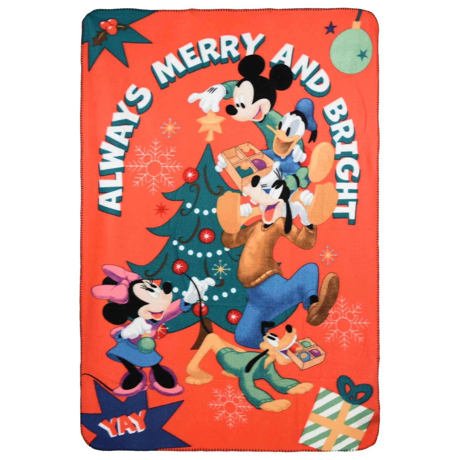 Pturica fleece Disney Mickey Bright Christmas 100x150cm poza produsului