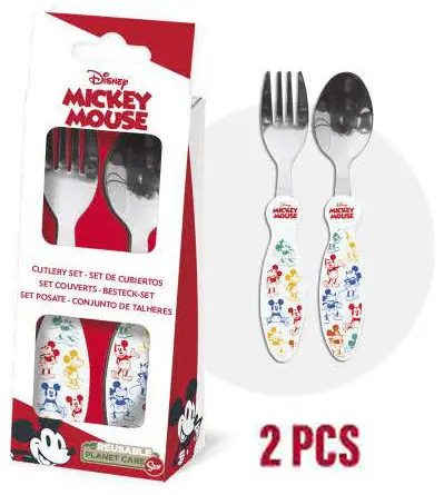 Disney Mickey Metal Cutlery Set - 2 Piese poza produsului