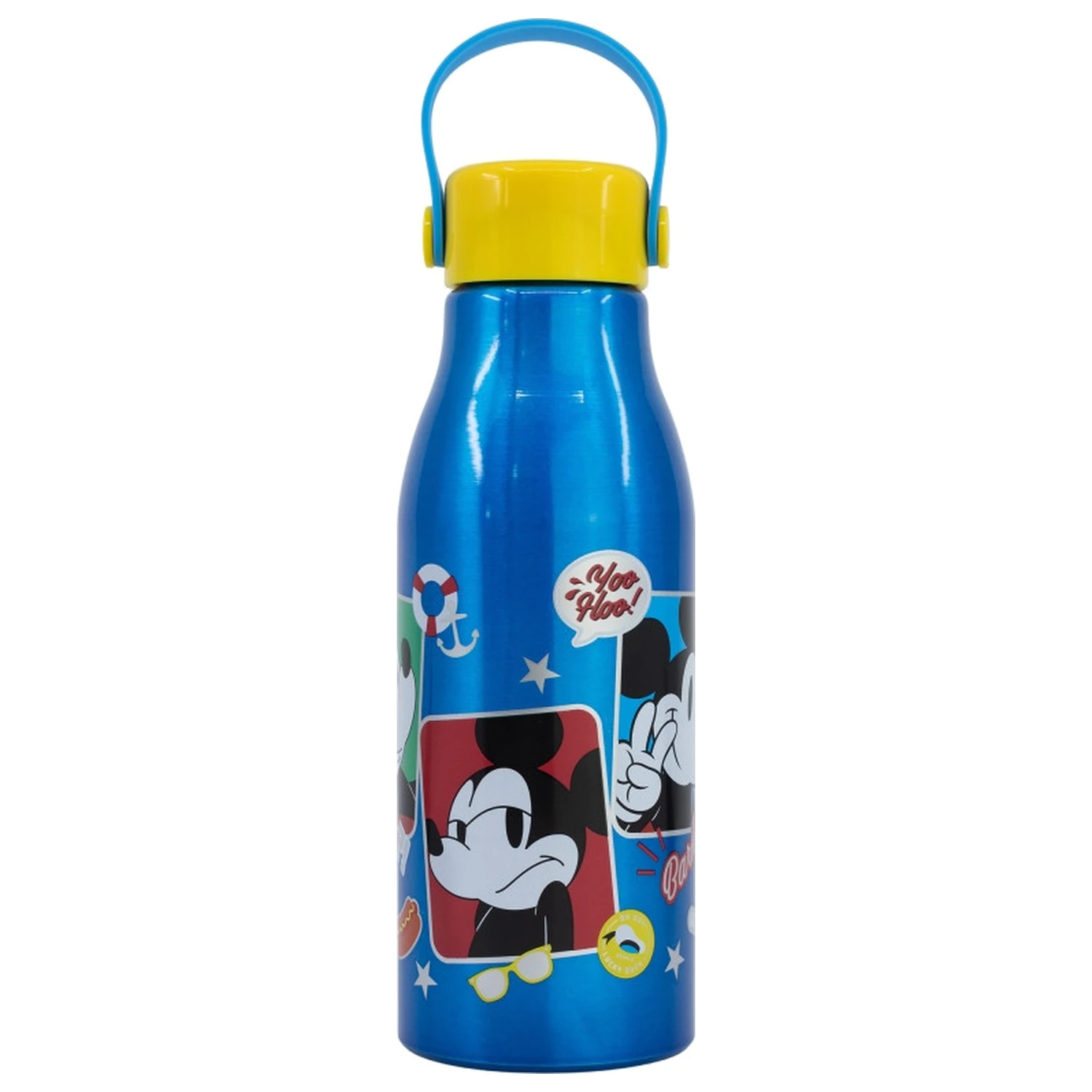 Disney Mickey Fun-Tastic Flexi Recipient de apa din aluminiu cu capac cu filet si agatator, 760 ml poza produsului