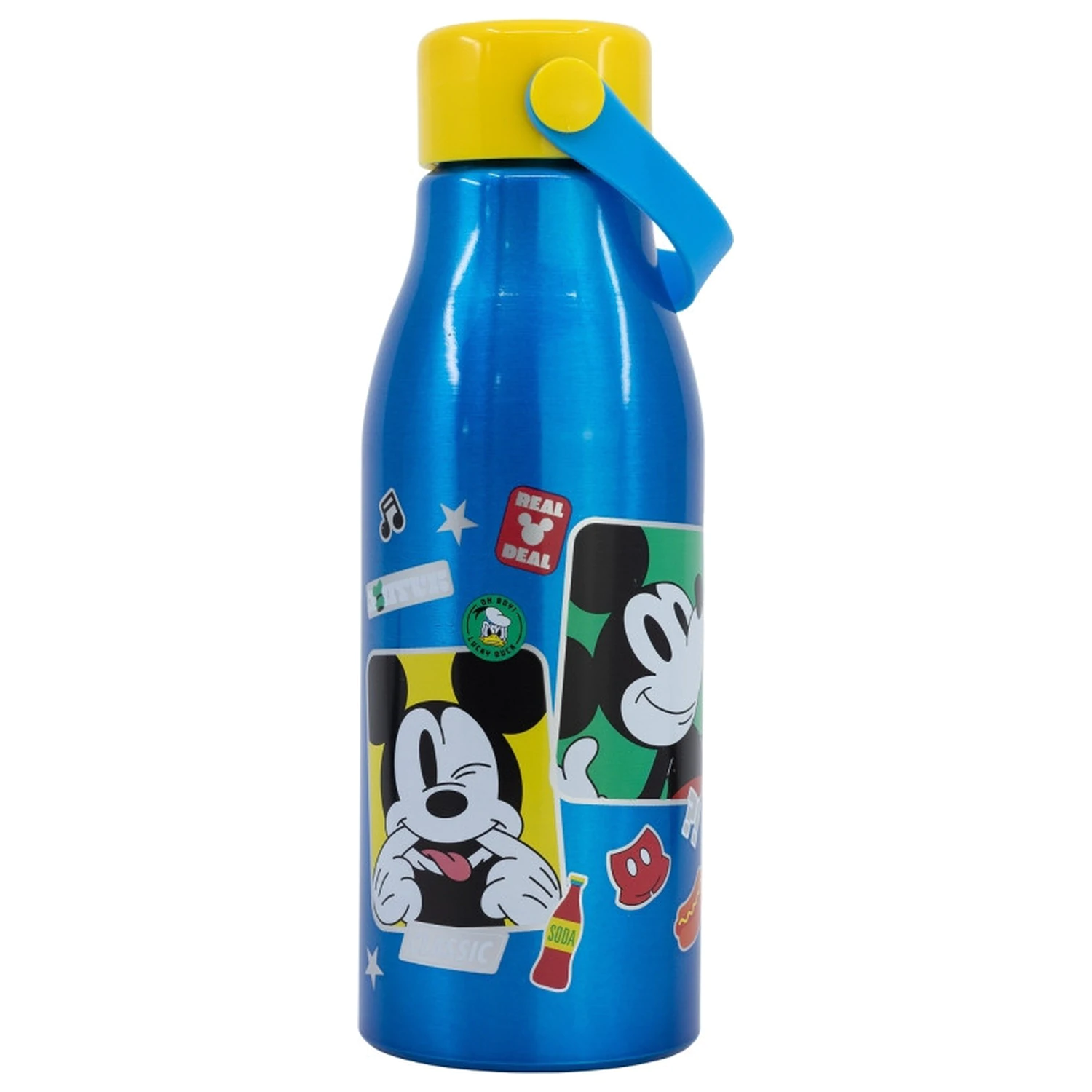 Disney Mickey Fun-Tastic Flexi Recipient de apa din aluminiu cu capac cu filet si agatator, 760 ml poza produsului