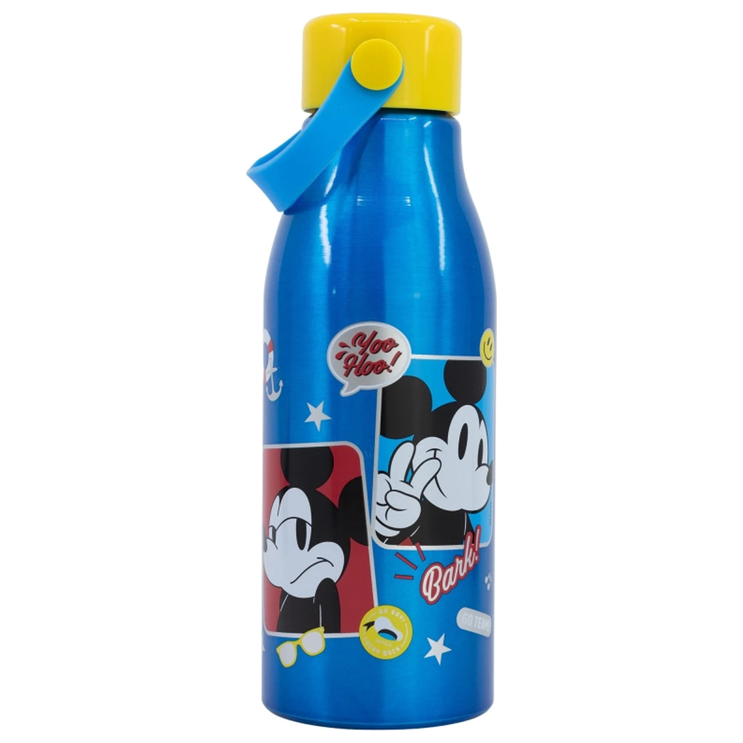 Disney Mickey Fun-Tastic Flexi Recipient de apa din aluminiu cu capac cu filet si agatator, 760 ml poza produsului