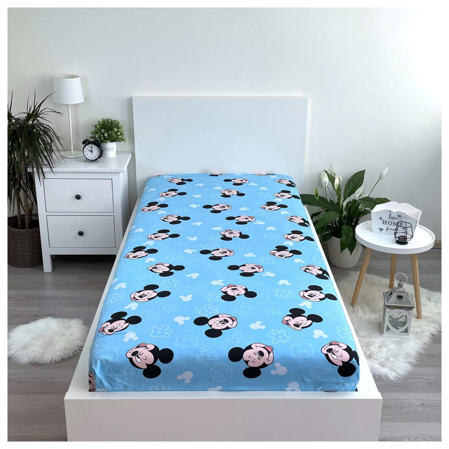 Disney Mickey Funny Head Cearsaf de pat cu elastic 90x200 cm poza produsului