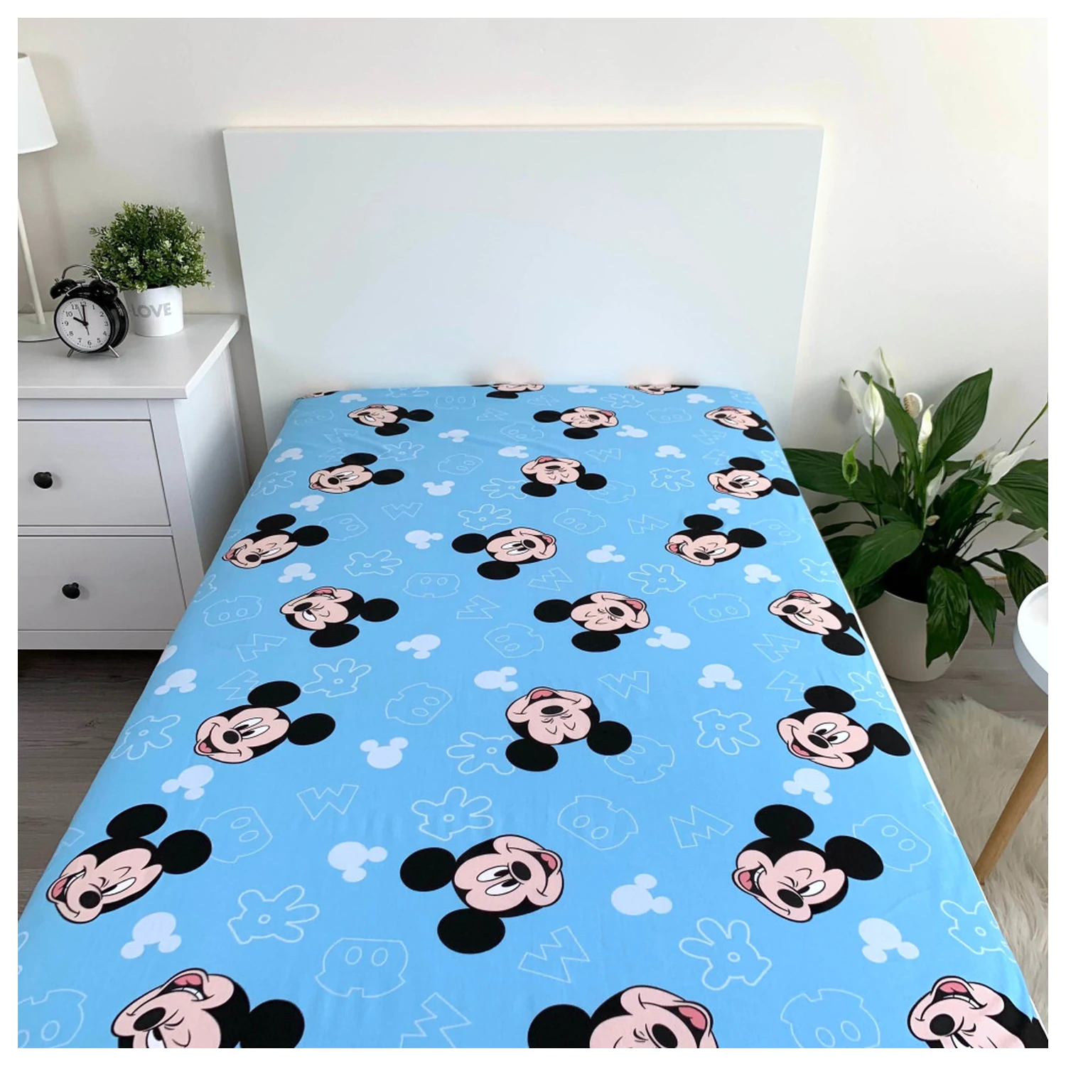 Disney Mickey Funny Head Cearsaf de pat cu elastic 90x200 cm poza produsului
