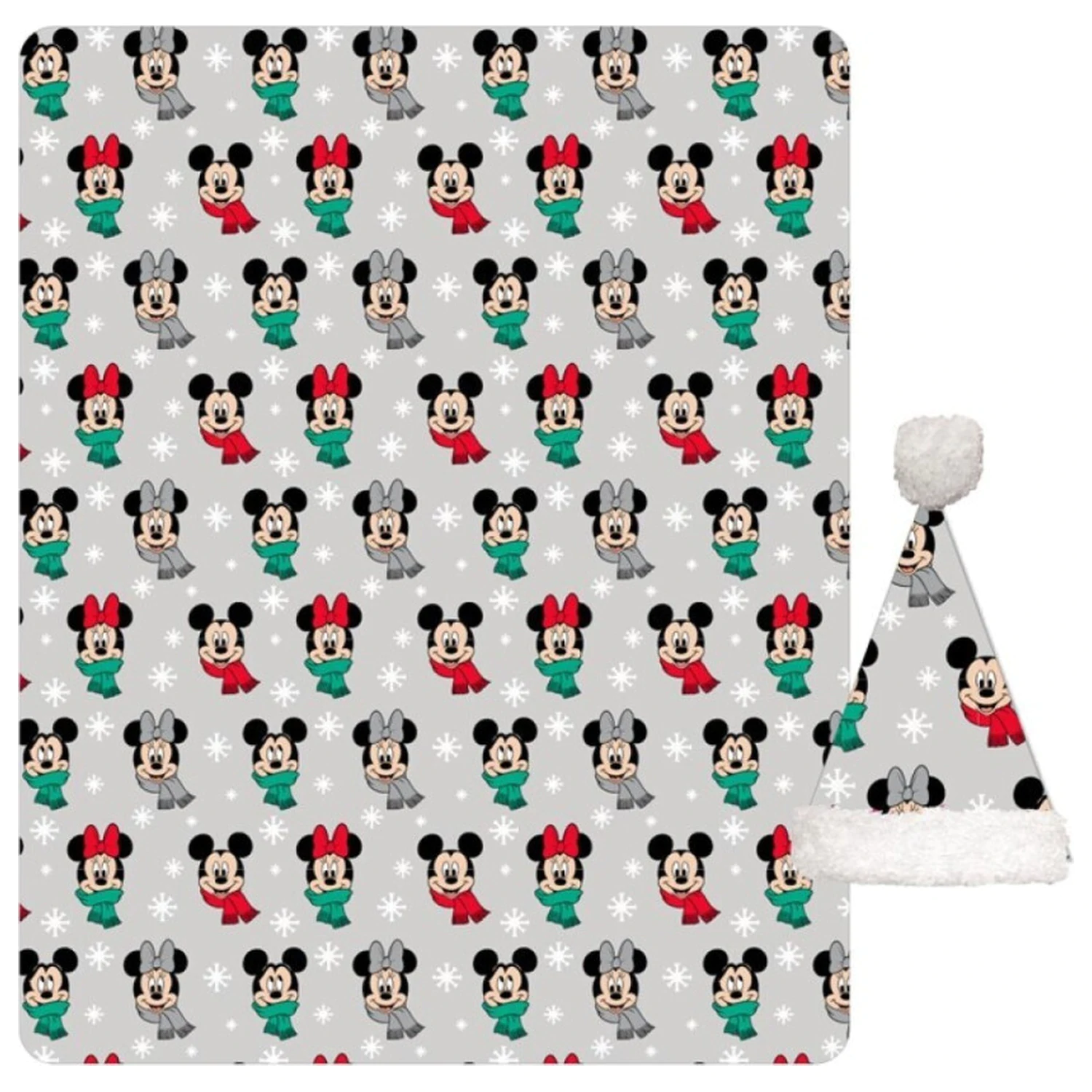 Disney Mickey, Minnie Christmas Noel Pătură din fleece coral și set de căciulă poza produsului