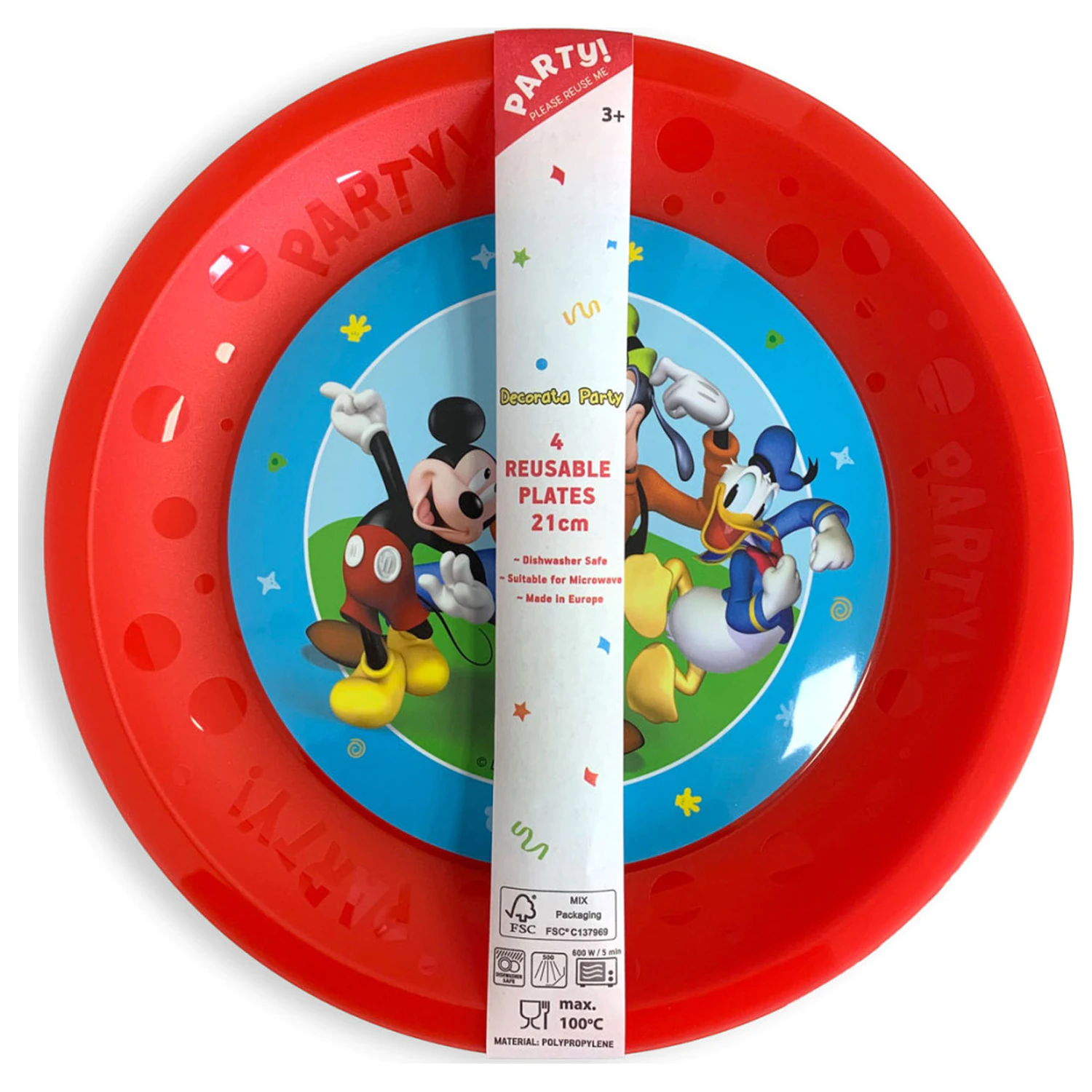 Disney Mickey Rock the House micro premium plastic flat plate set de 4 piese 21 cm poza produsului
